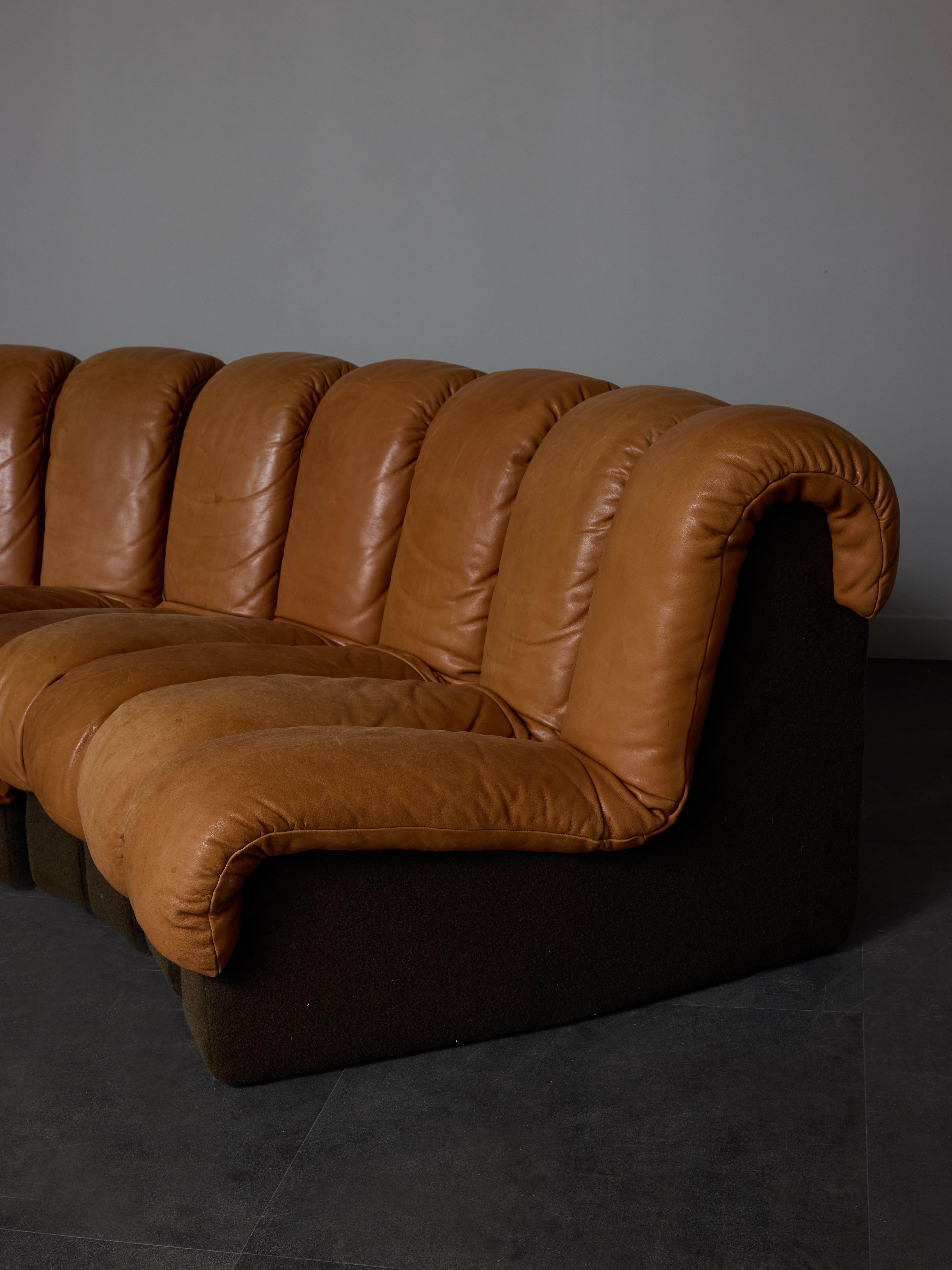 Late 20th Century DS-600 Brown Leather Twenty Element Sofa by DeSede