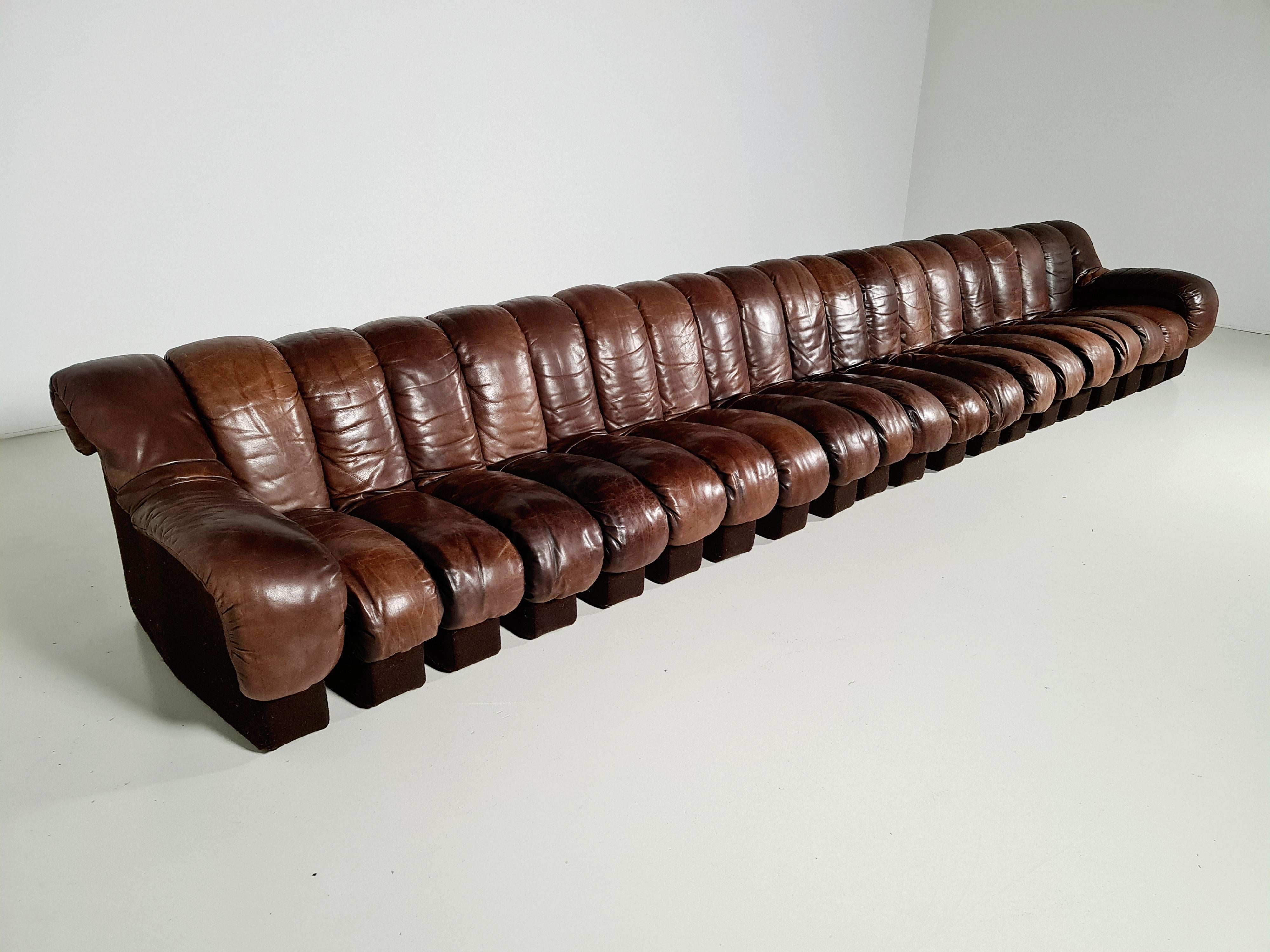 Leather DS-600 'Snake' Sofa by De Sede Switzerland, 1970s