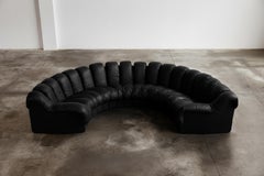 DS-600 "Snake" Sofa für De Sede, Schwarzes Leder, 1972, Satz von 18