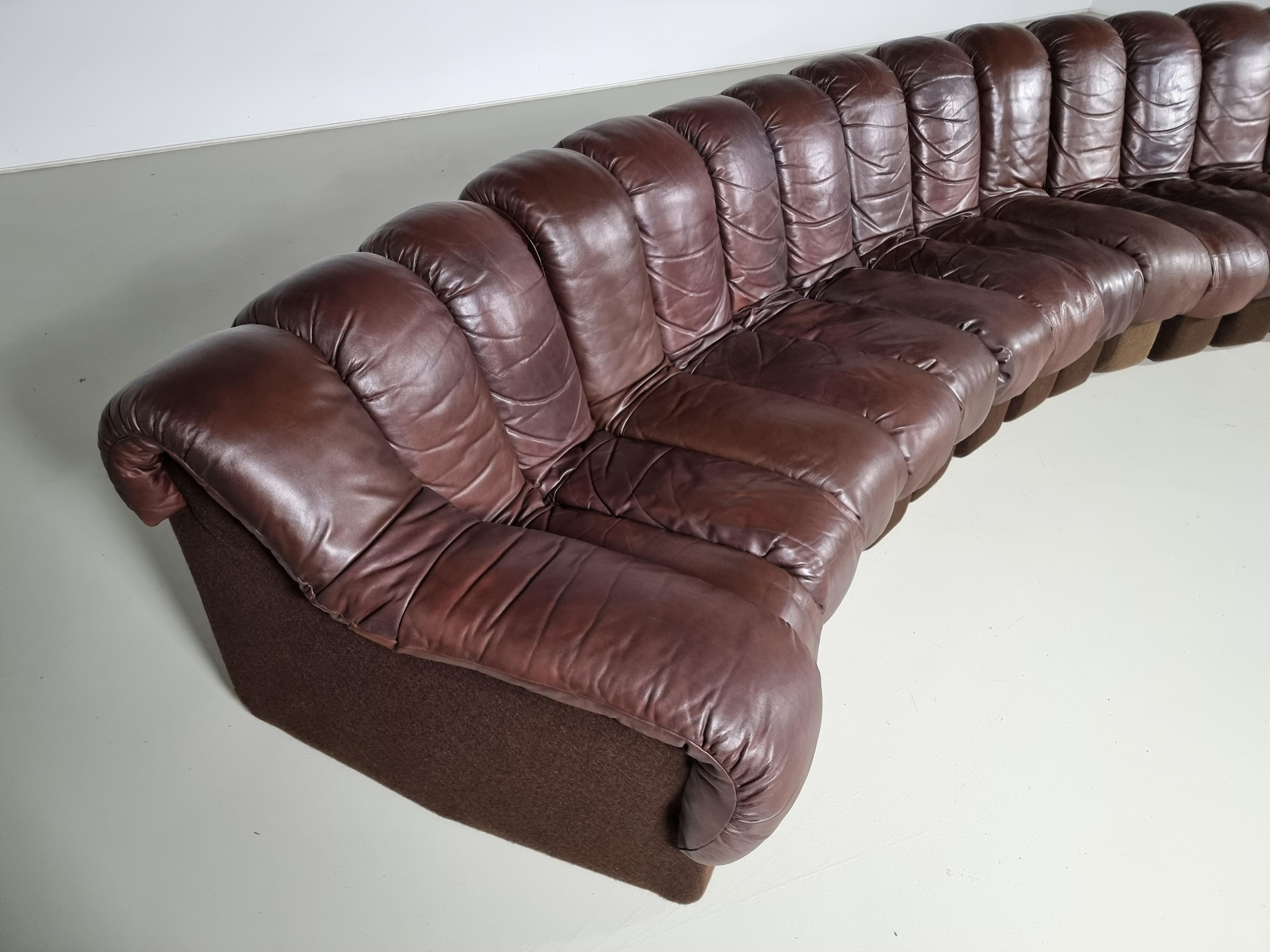 Ds-600 'Snake' Sofa in Original Leather by De Sede Switzerland, 1970s 7