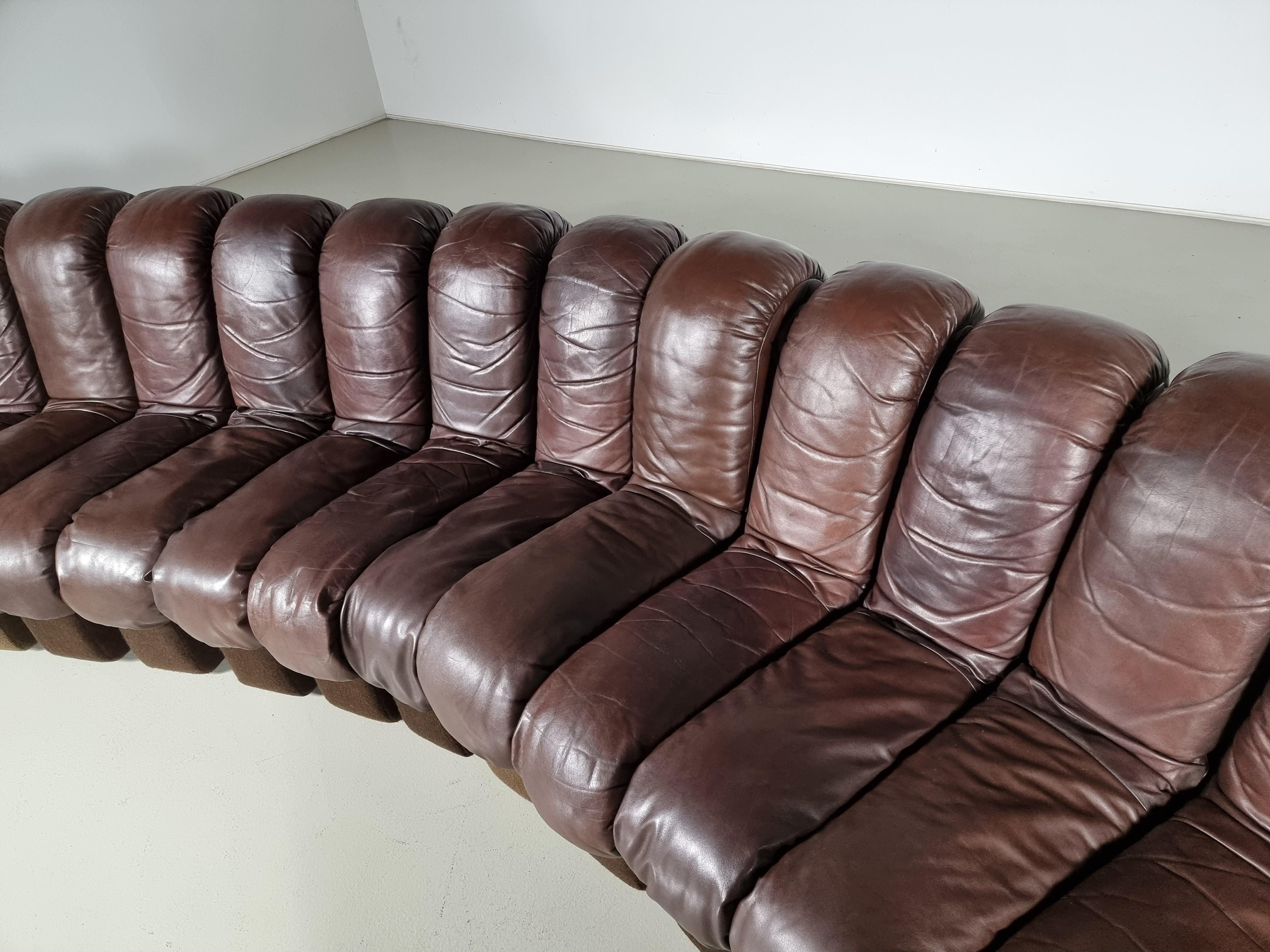 Ds-600 'Snake' Sofa in Original Leather by De Sede Switzerland, 1970s 8