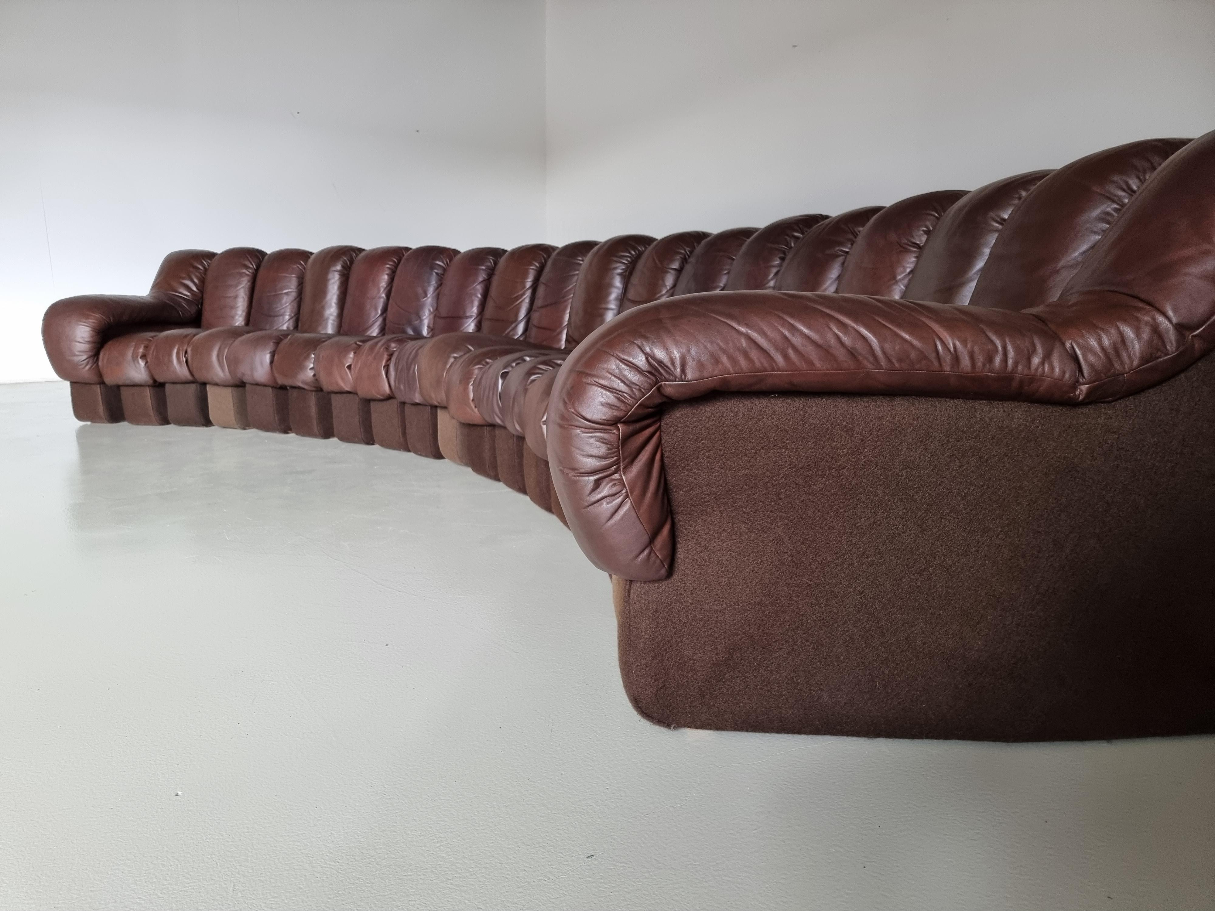 Ds-600 'Snake' Sofa in Original Leather by De Sede Switzerland, 1970s In Good Condition In amstelveen, NL