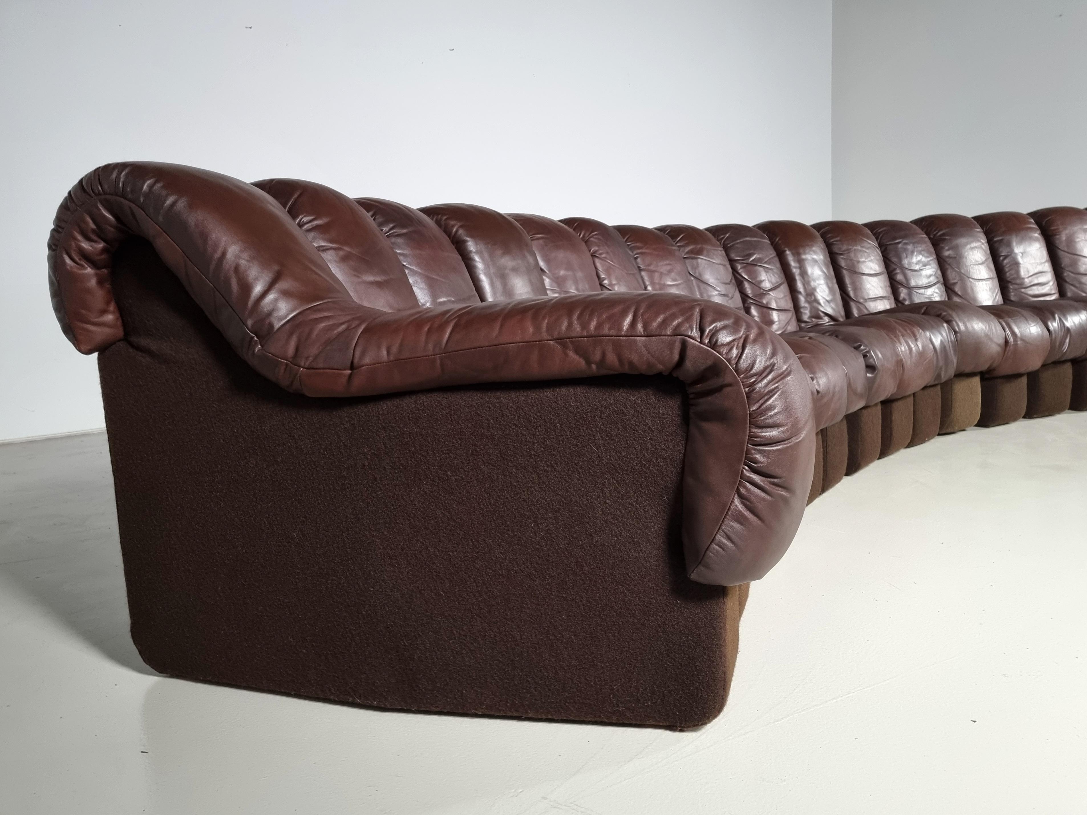 Late 20th Century Ds-600 'Snake' Sofa in Original Leather by De Sede Switzerland, 1970s