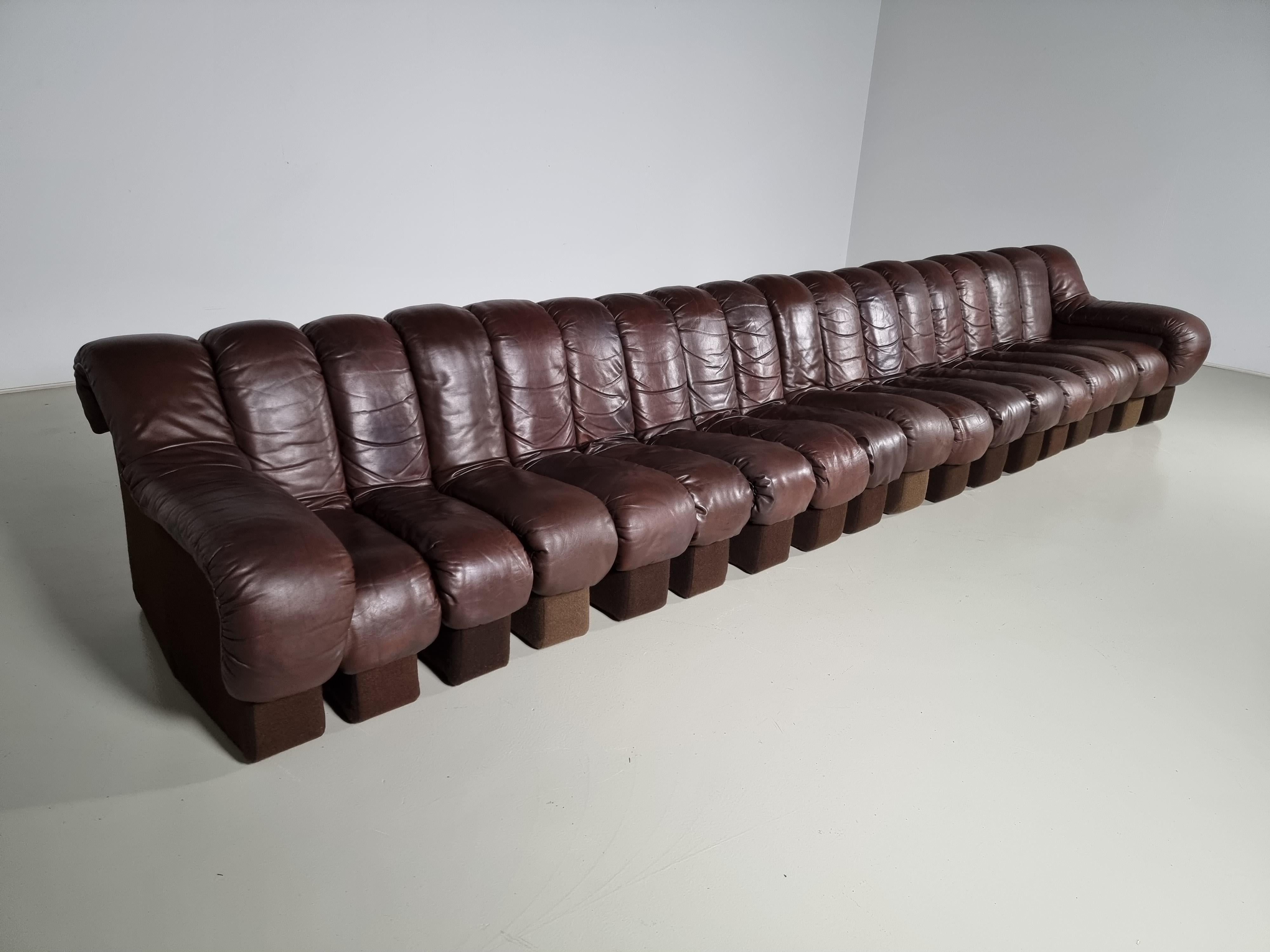 Ds-600 'Snake' Sofa in Original Leather by De Sede Switzerland, 1970s 2