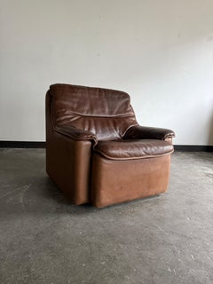 Sedia Club in pelle di Buffalo di metà secolo