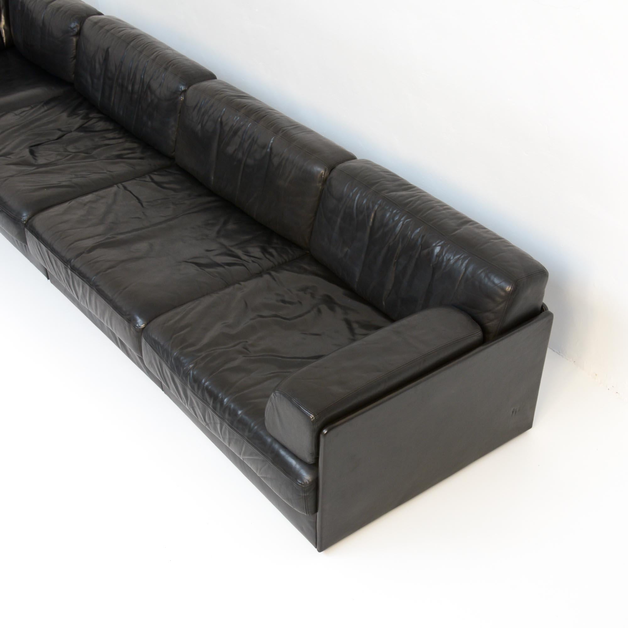 DS 76 De Sede Black Leather Modular Sofa Set 5