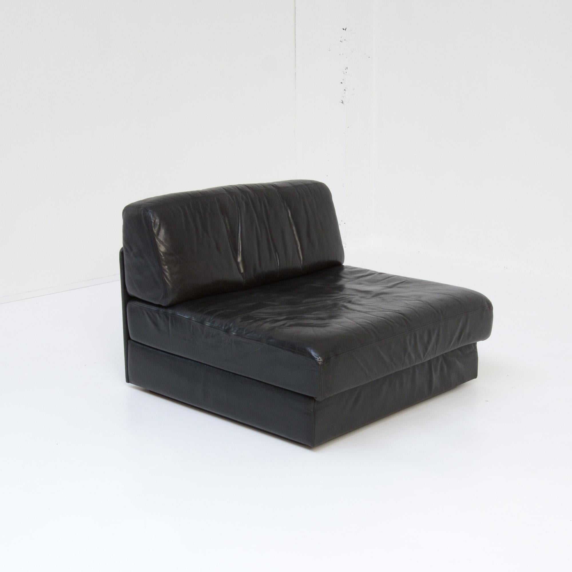 DS 76 De Sede Black Leather Modular Sofa Set 10