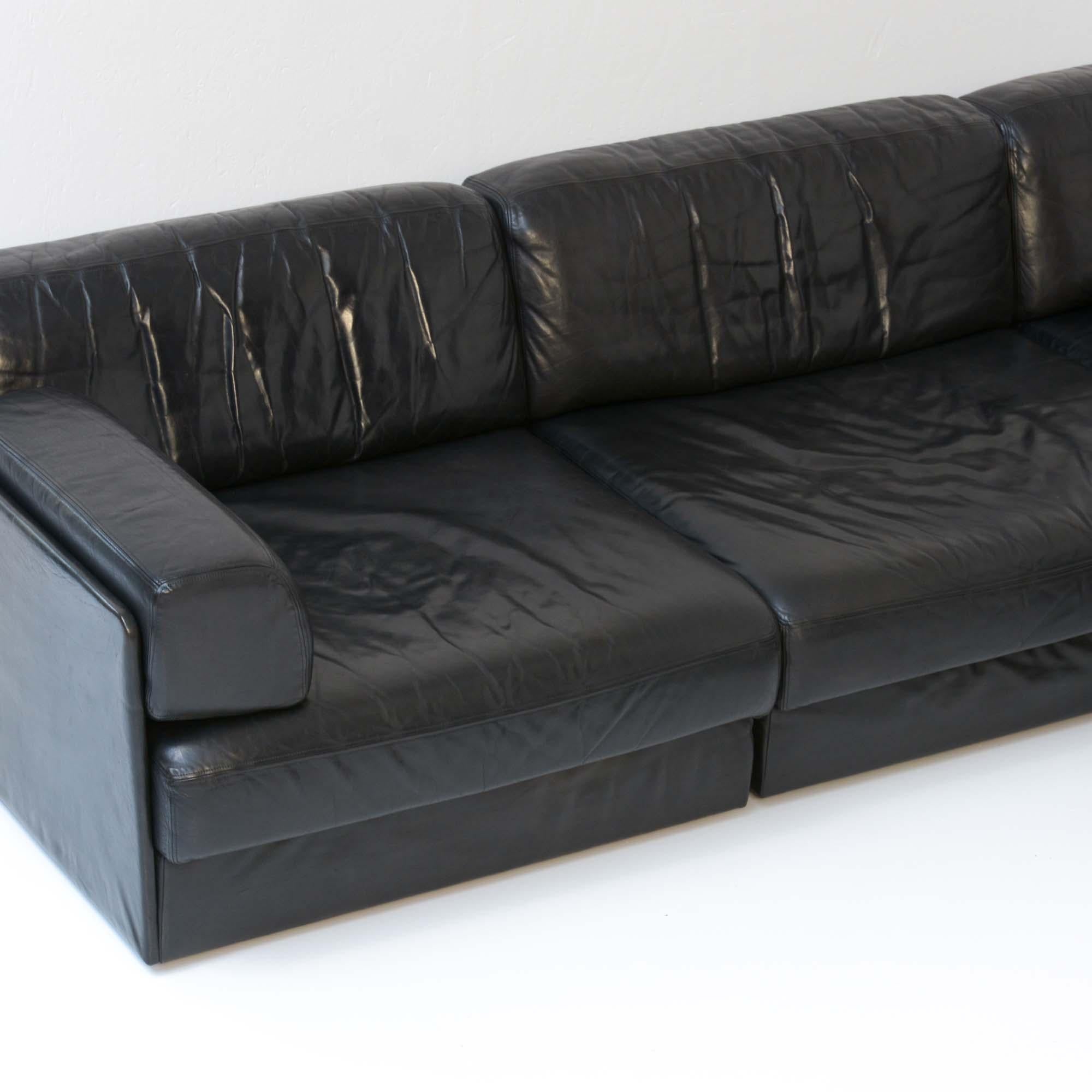 DS 76 De Sede Black Leather Modular Sofa Set 3