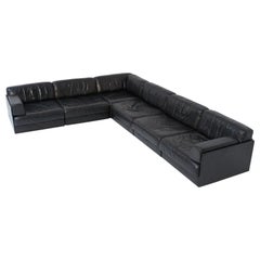 Vintage DS 76 De Sede Black Leather Modular Sofa Set