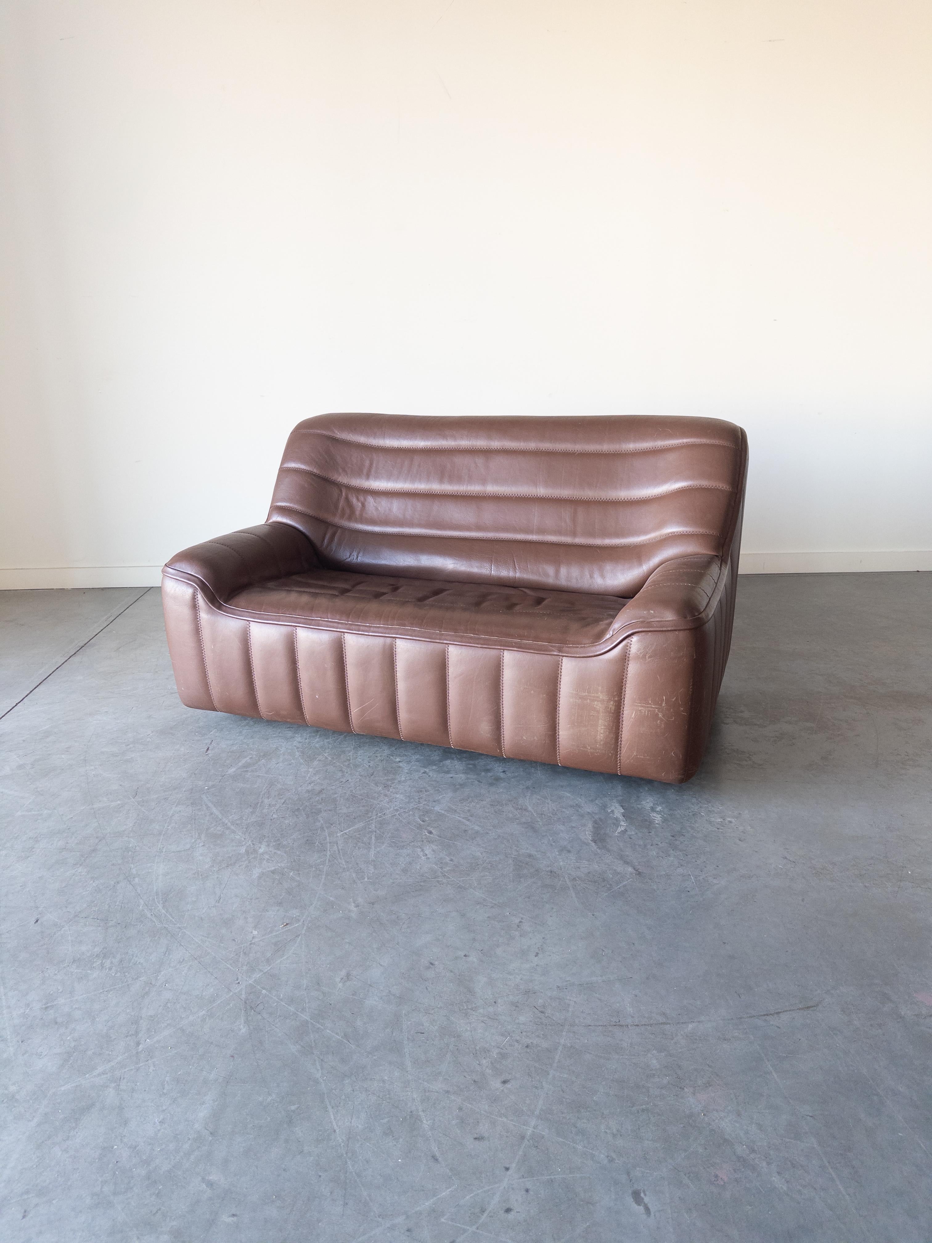 Mid-Century Modern Canapé DS 84 en cuir de buffle par De Sede en vente
