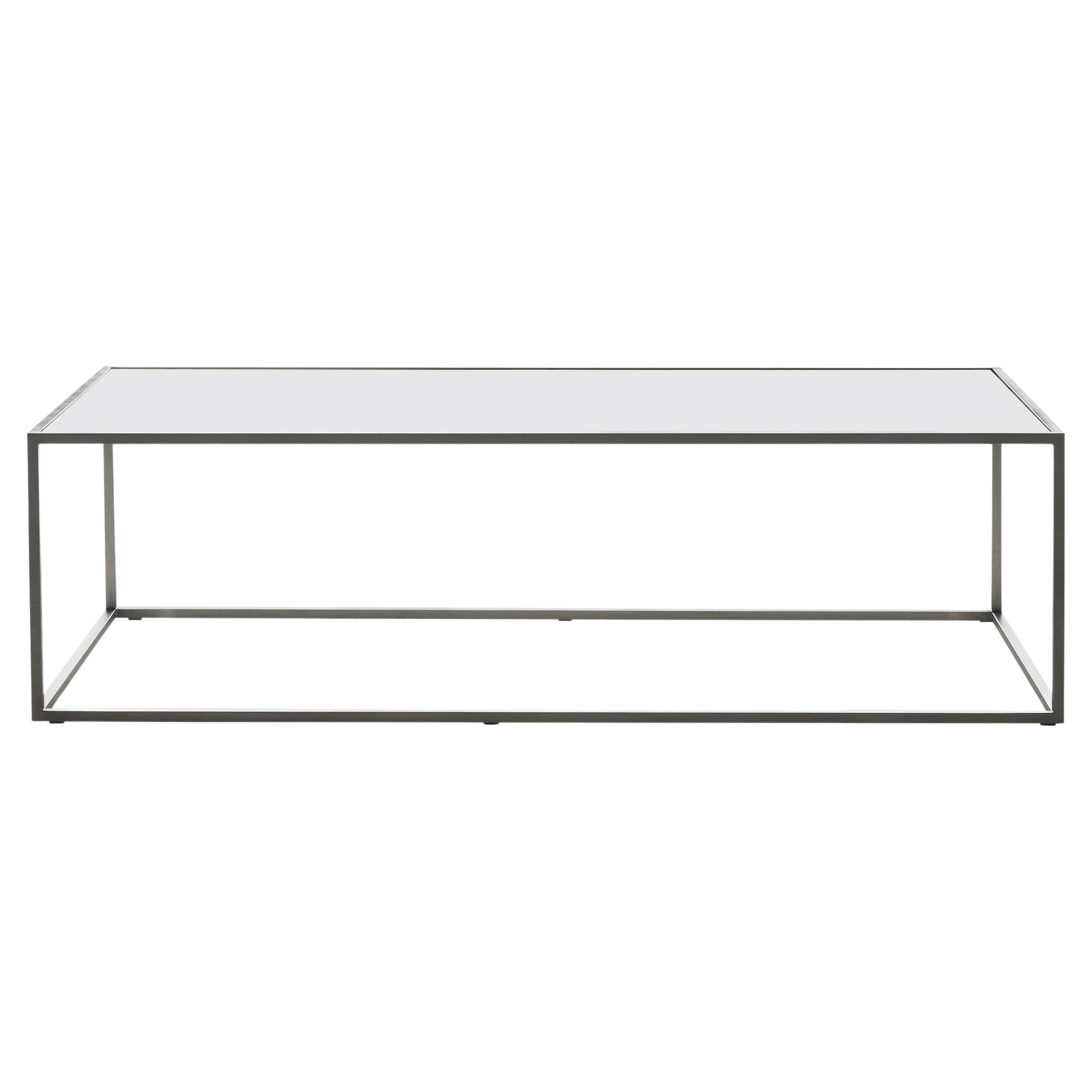 Table basse Bauhaus DS-9075 en acier inoxydable et verre par De Sede