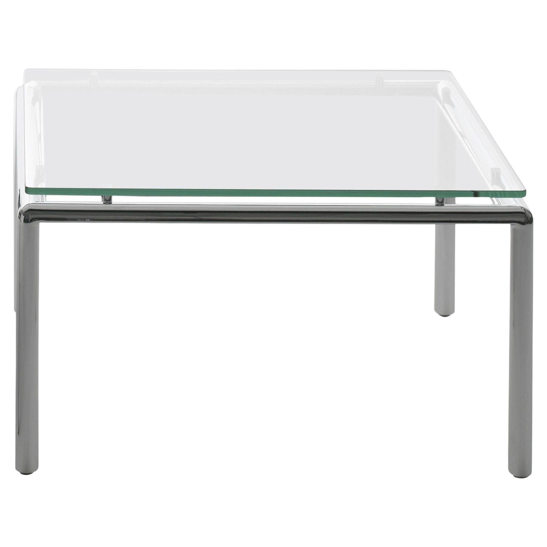 Table d'appoint Bauhaus DS-9075 en acier inoxydable et verre de De Sede