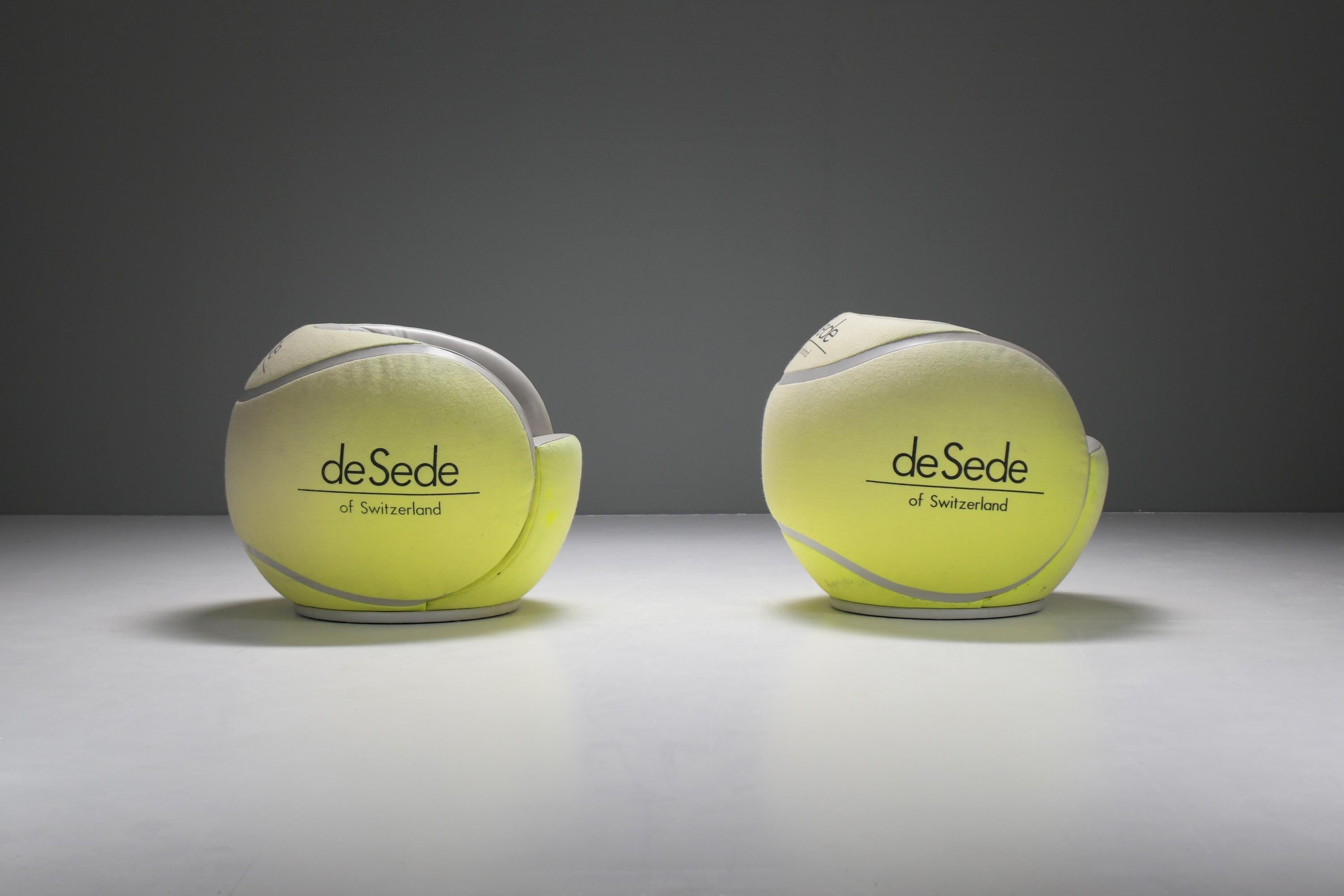 Mid-Century Modern Ds 9100/01 tennis ball chairs by De Sede Swiss for WTA Zurich Open in 1985. For Sale