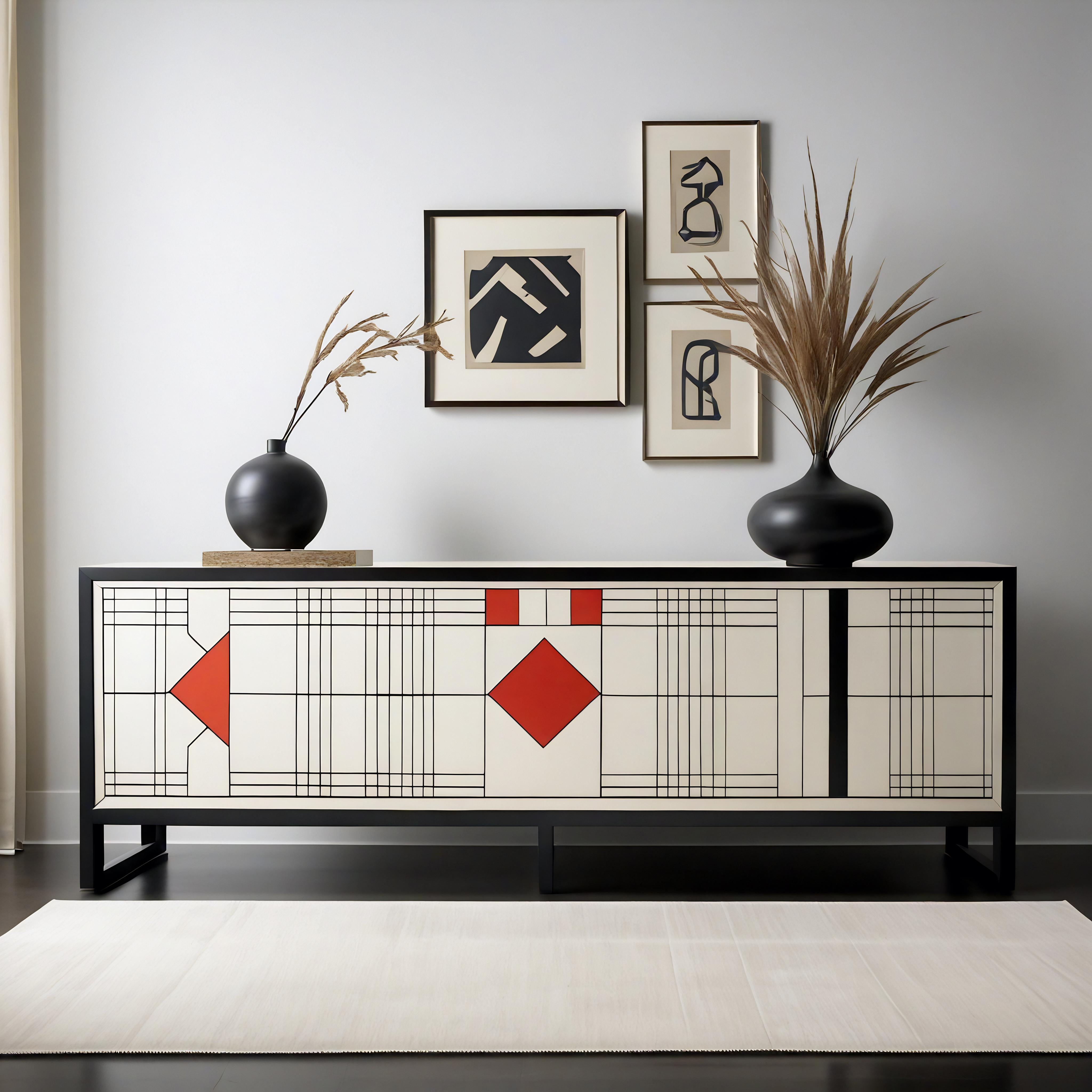 Eleva tu Space con Elegancia Intemporal

Transforma tus interiores con el cautivador encanto de nuestra consola multimedia inspirada en De Stijl: una impecable mezcla de artesanía tradicional y sofisticación moderna. Diseñada para llamar la