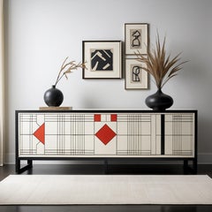 DS Media Console, Credenzas Inspired by De Stijl, Handcrafted by Artisanal