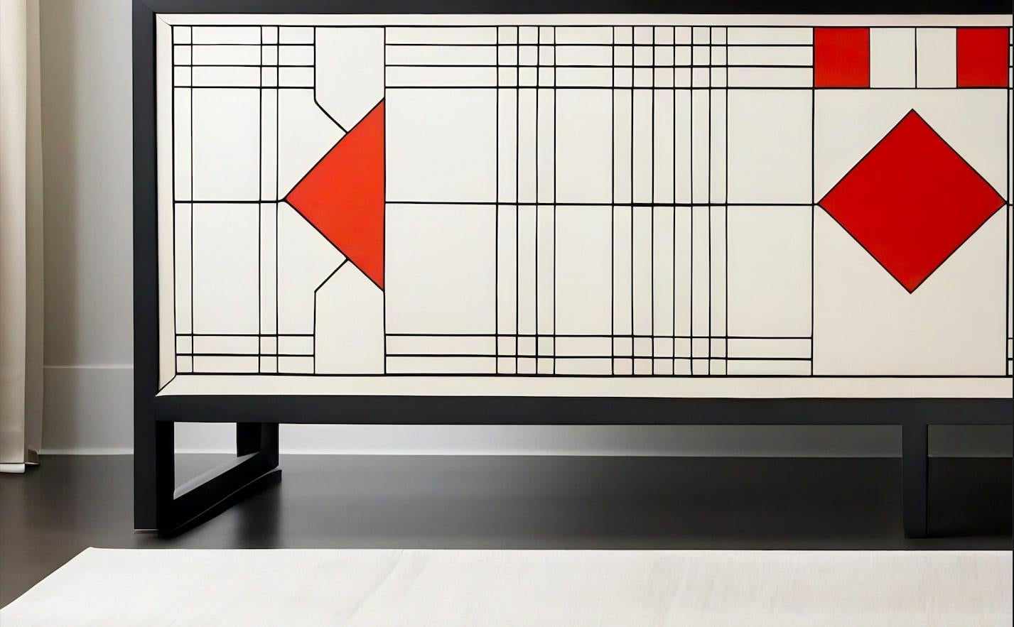 Consola multimedia DS, Credenzas inspiradas en De Stijl, hechas a mano por Artisanal Art Decó en venta