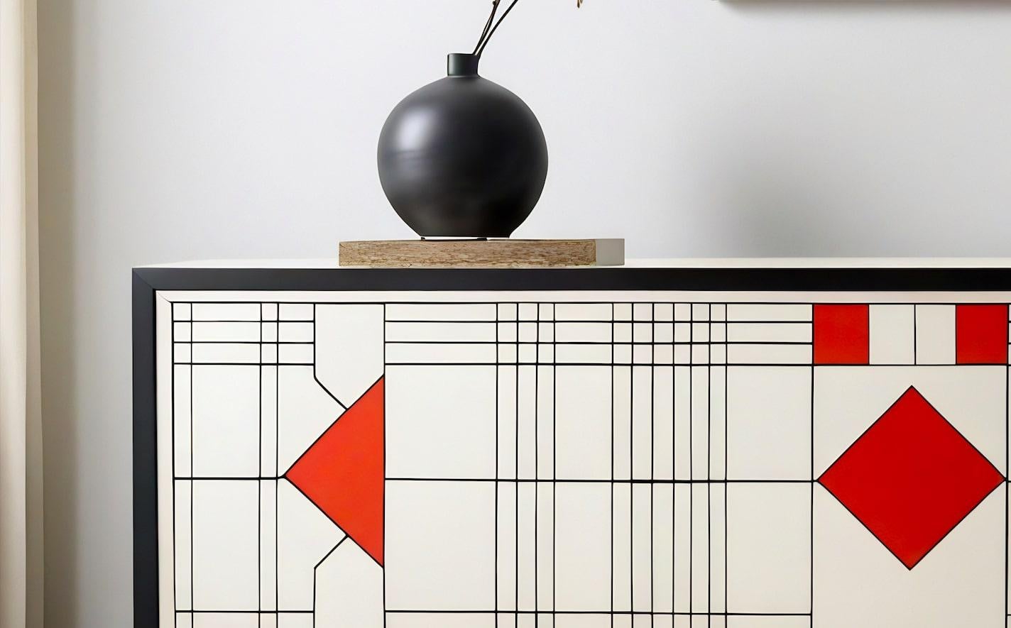 Consola multimedia DS, Credenzas inspiradas en De Stijl, hechas a mano por Artisanal Indio en venta