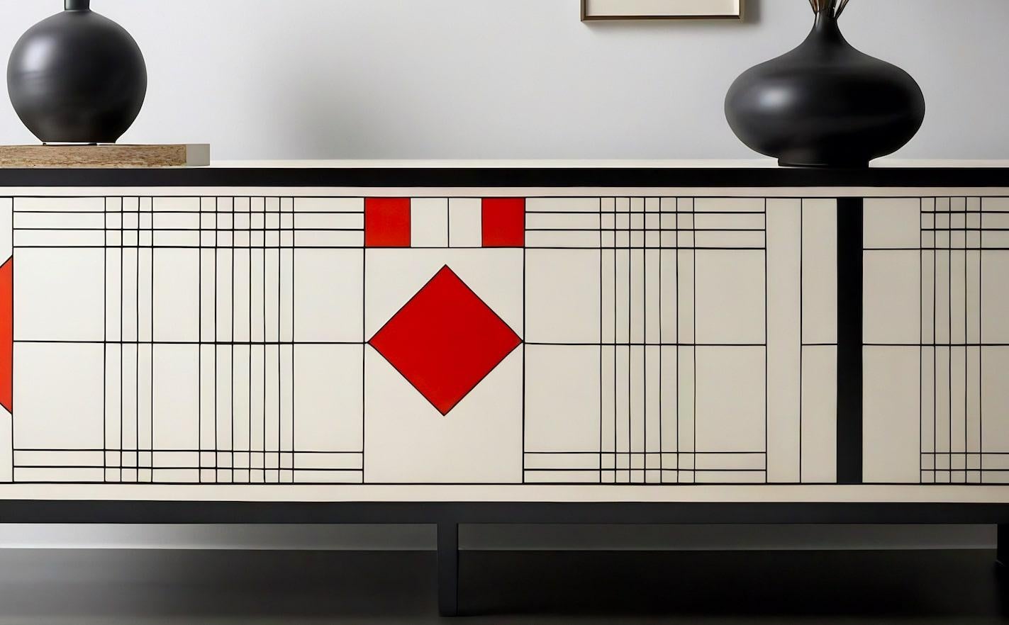 Consola multimedia DS, Credenzas inspiradas en De Stijl, hechas a mano por Artisanal Siglo XXI y contemporáneo en venta