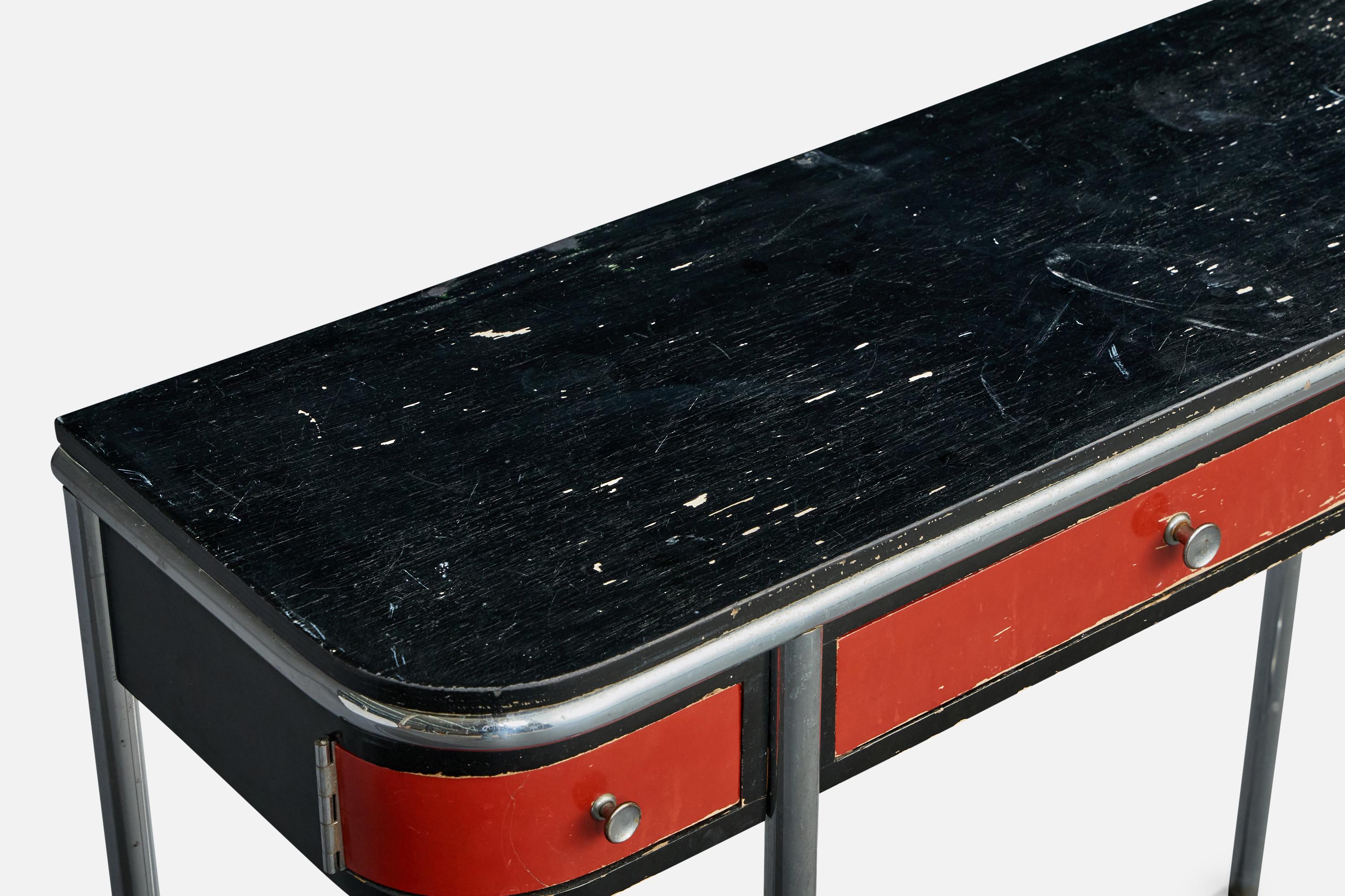 DS Stålmöbler, Console Table, Steel, Wood, Sweden, 1930s For Sale 4