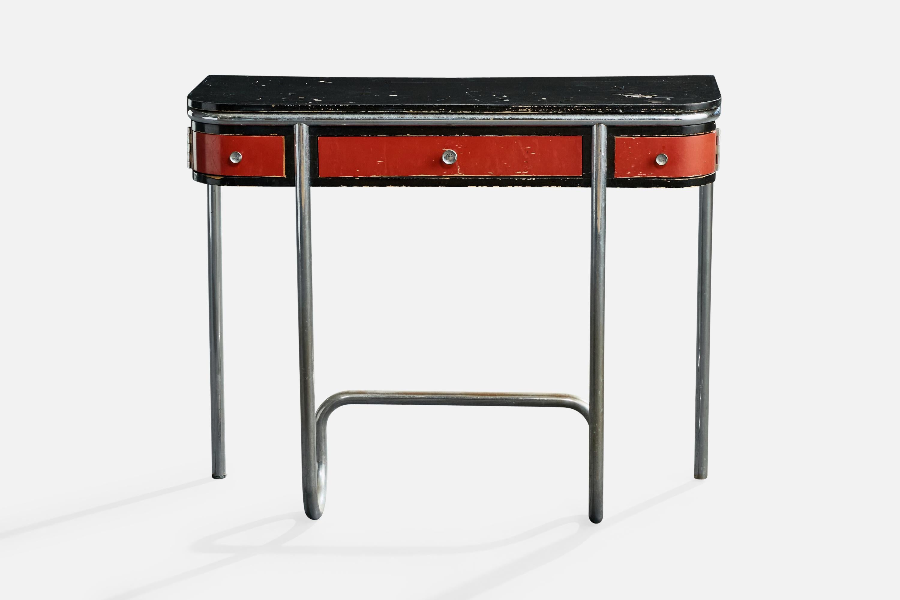 Scandinavian Modern DS Stålmöbler, Console Table, Steel, Wood, Sweden, 1930s For Sale