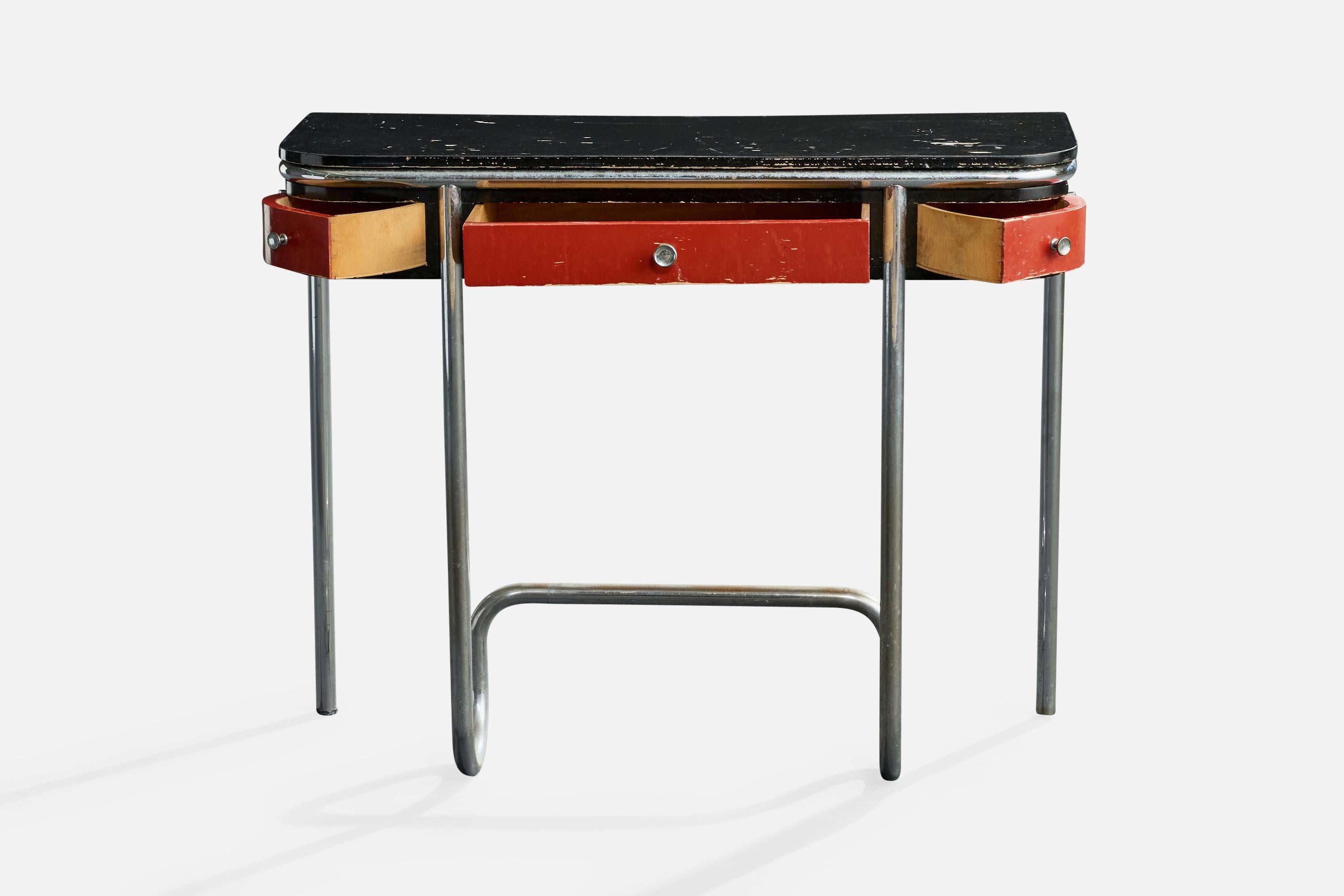 Swedish DS Stålmöbler, Console Table, Steel, Wood, Sweden, 1930s For Sale