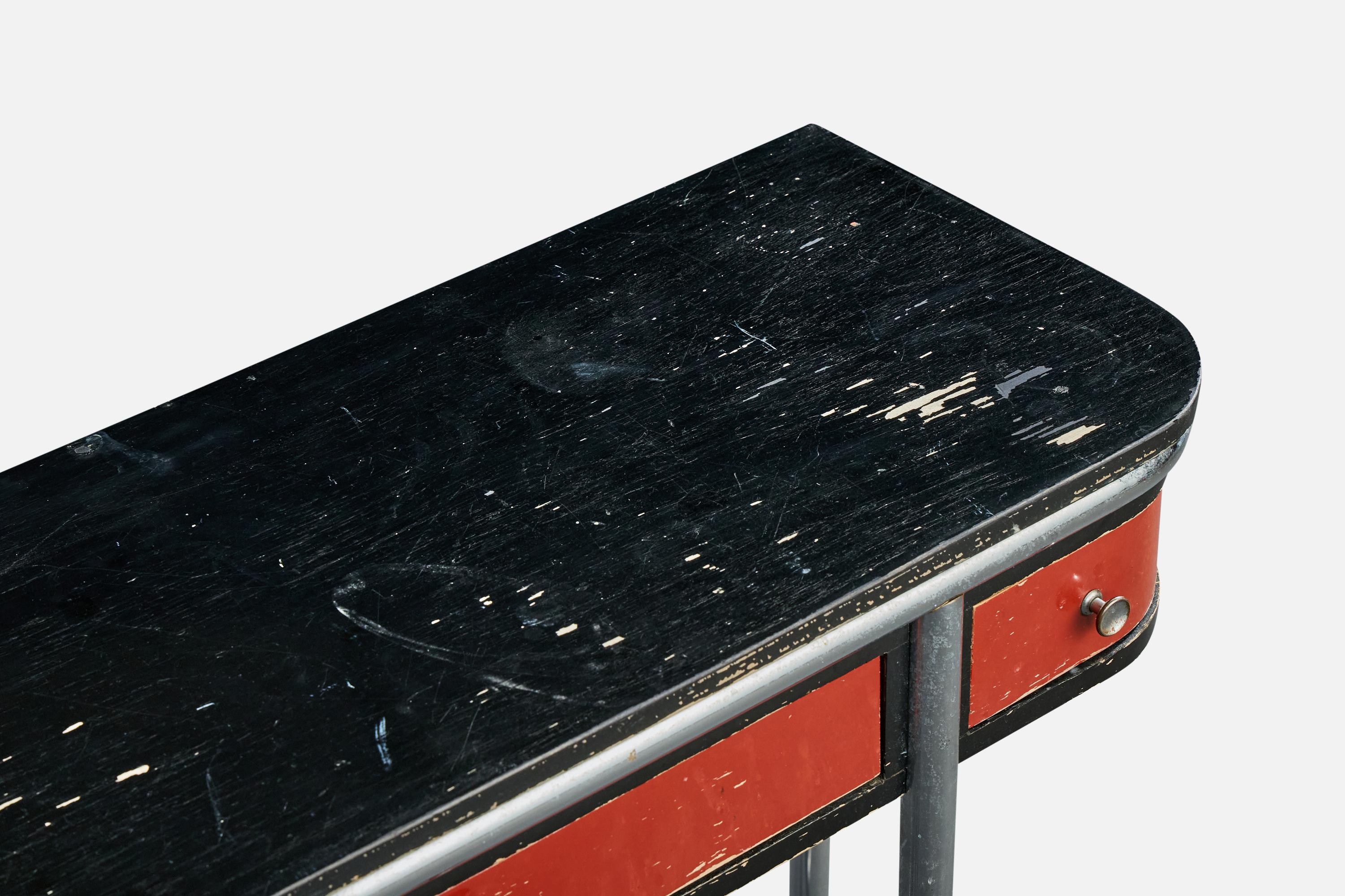 DS Stålmöbler, Console Table, Steel, Wood, Sweden, 1930s For Sale 1