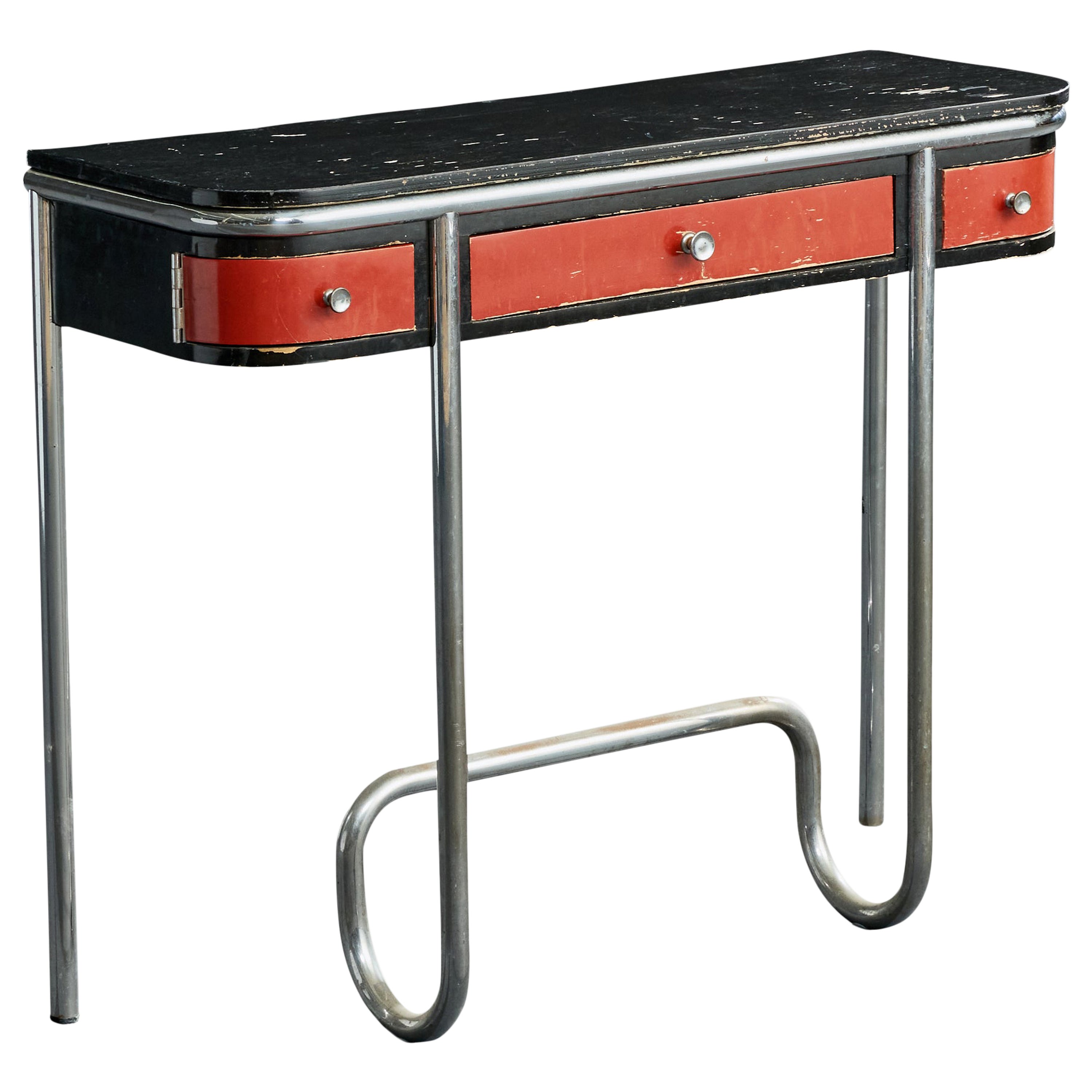 DS Stålmöbler, Console Table, Steel, Wood, Sweden, 1930s