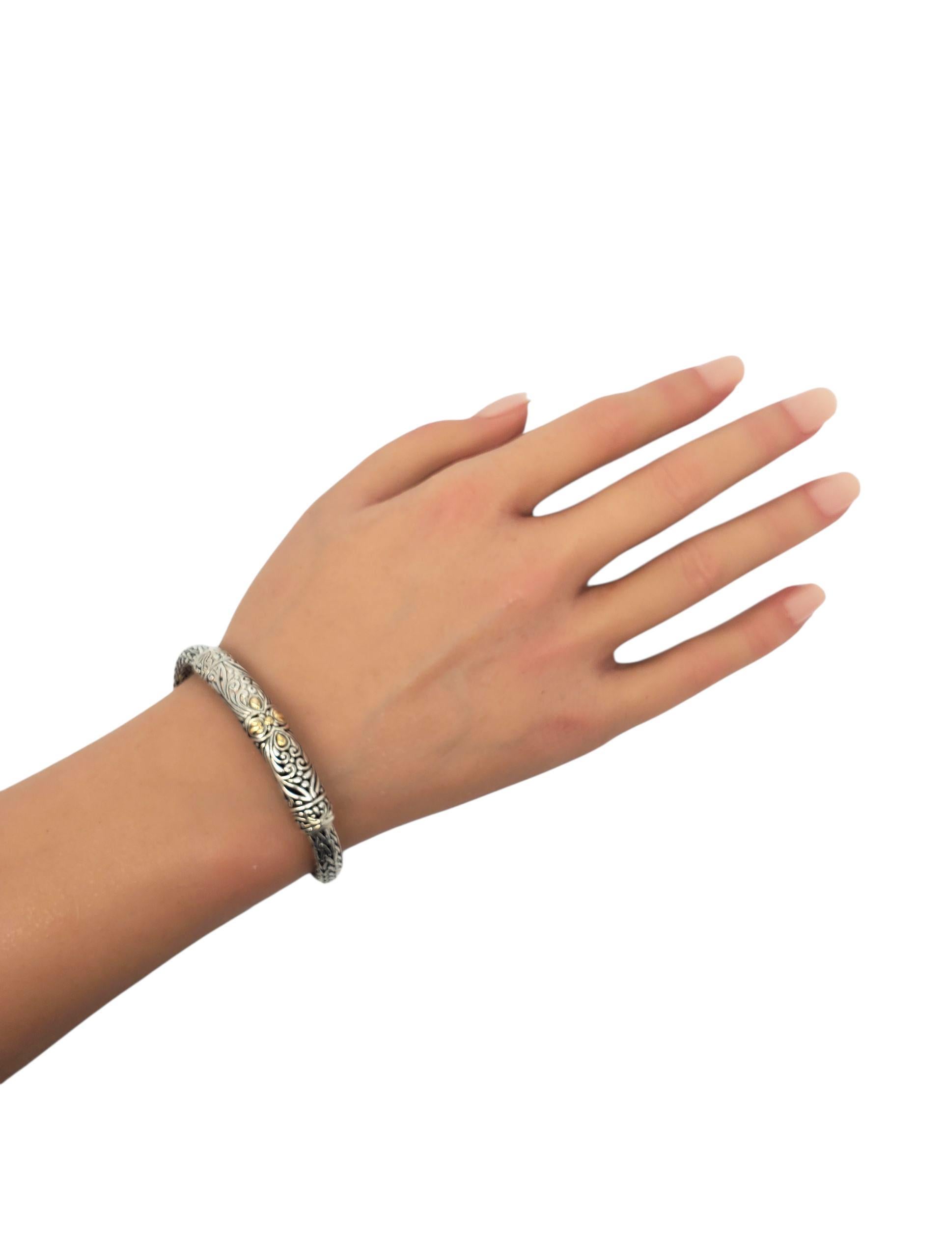DS Bracciale a maglie di grano intrecciate in argento e oro giallo 18KY #22610 in vendita 5