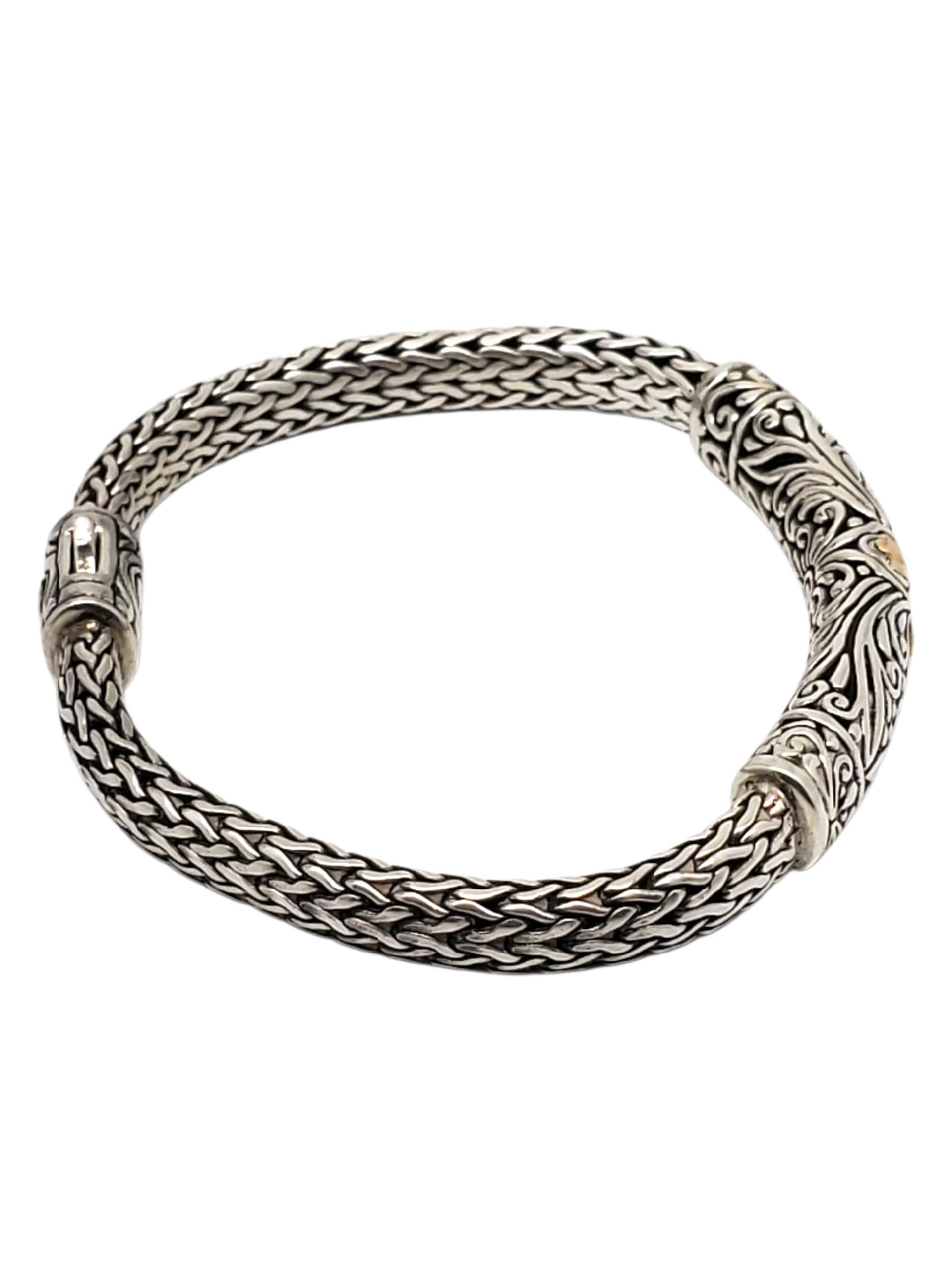DS Bracciale a maglie di grano intrecciate in argento e oro giallo 18KY #22610 In condizioni buone in vendita a Washington Depot, CT