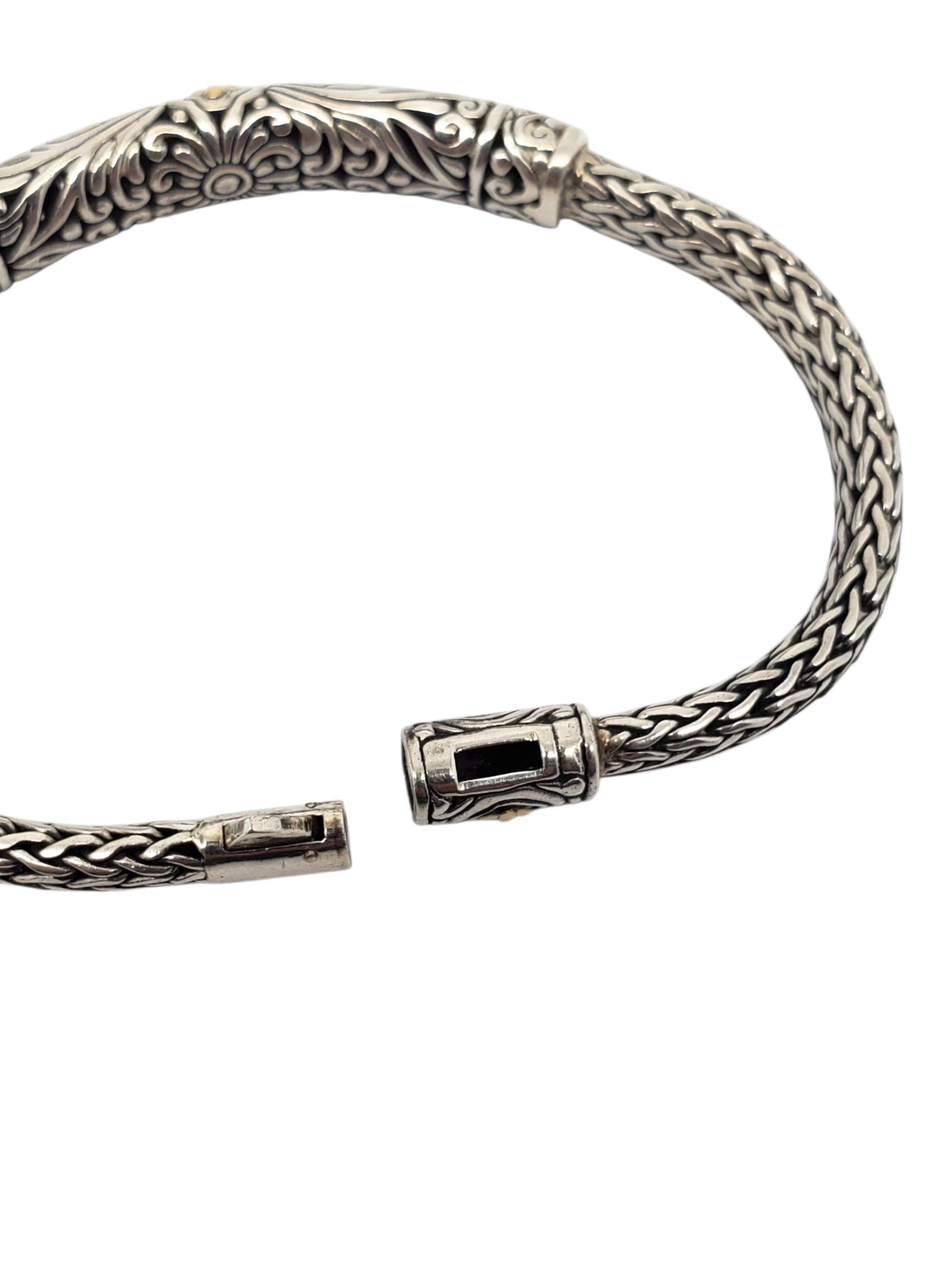 DS Bracciale a maglie di grano intrecciate in argento e oro giallo 18KY #22610 in vendita 1