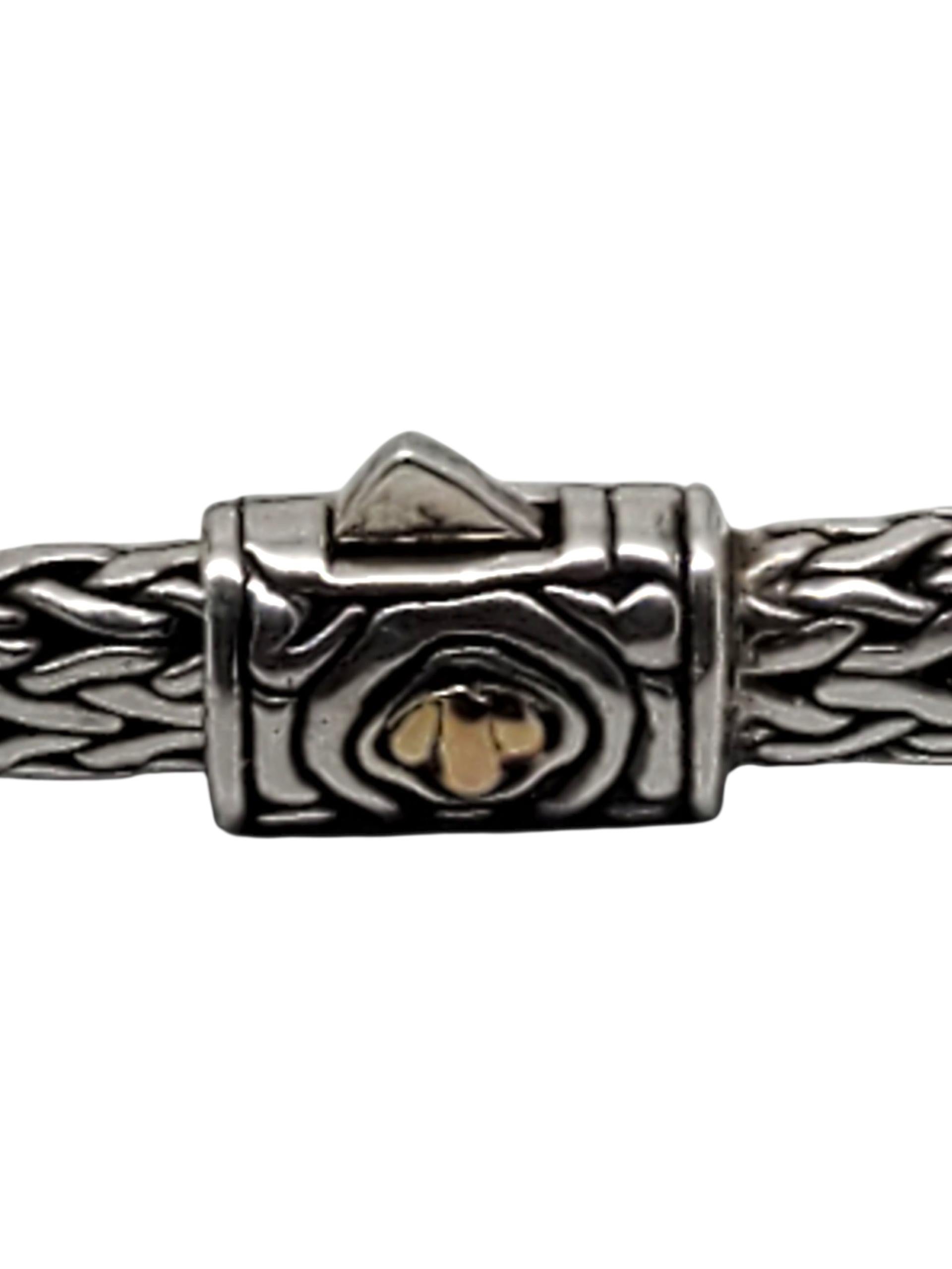 DS Bracciale a maglie di grano intrecciate in argento e oro giallo 18KY #22610 in vendita 2
