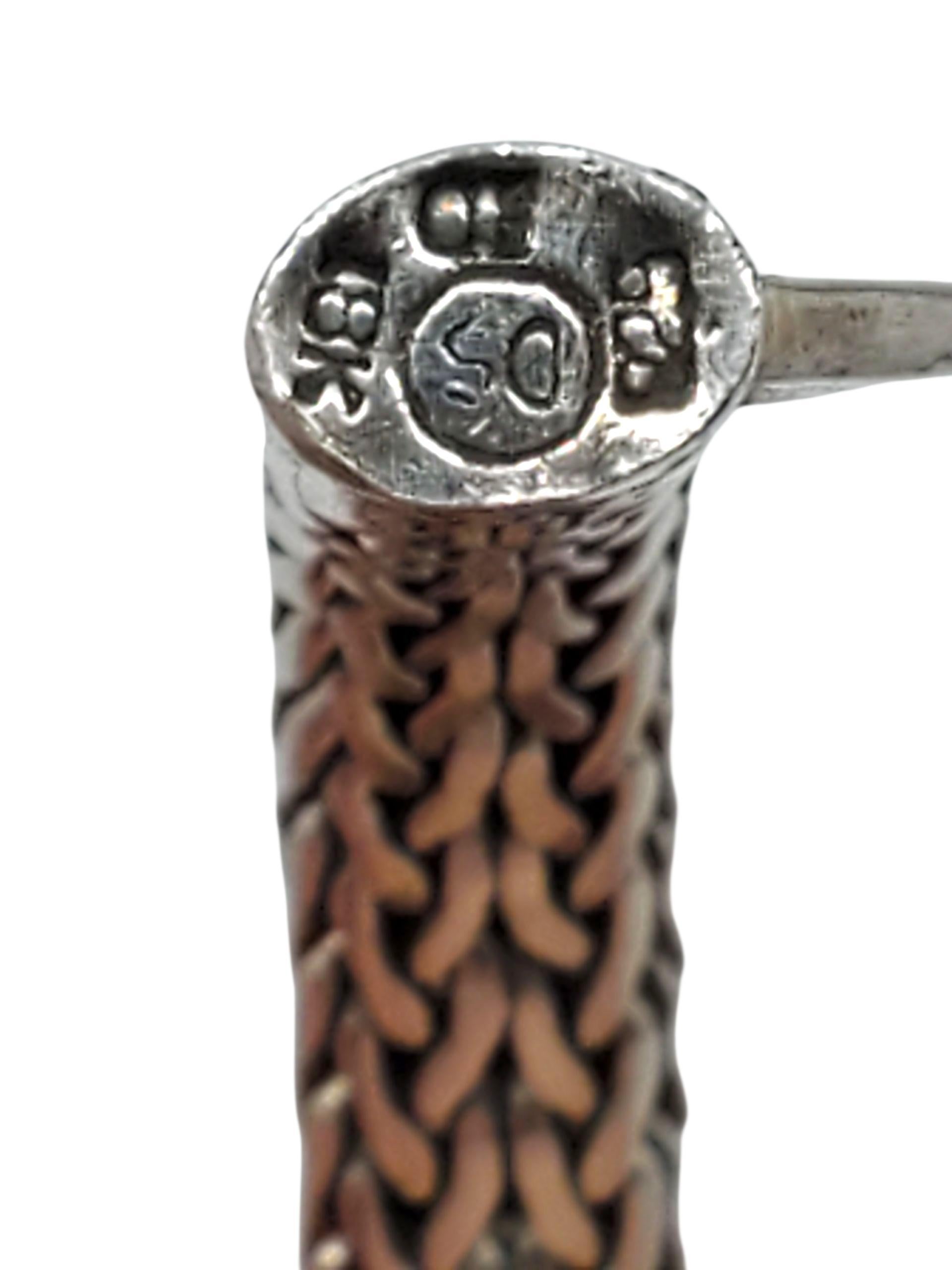 DS Bracciale a maglie di grano intrecciate in argento e oro giallo 18KY #22610 in vendita 4