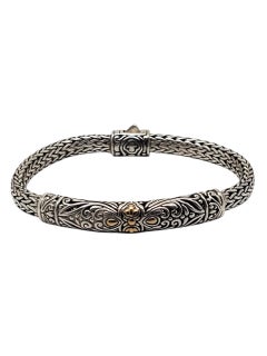 DS Sterling Silver and 18KYellow Gold Woven Wheat Link Bracelet #22610