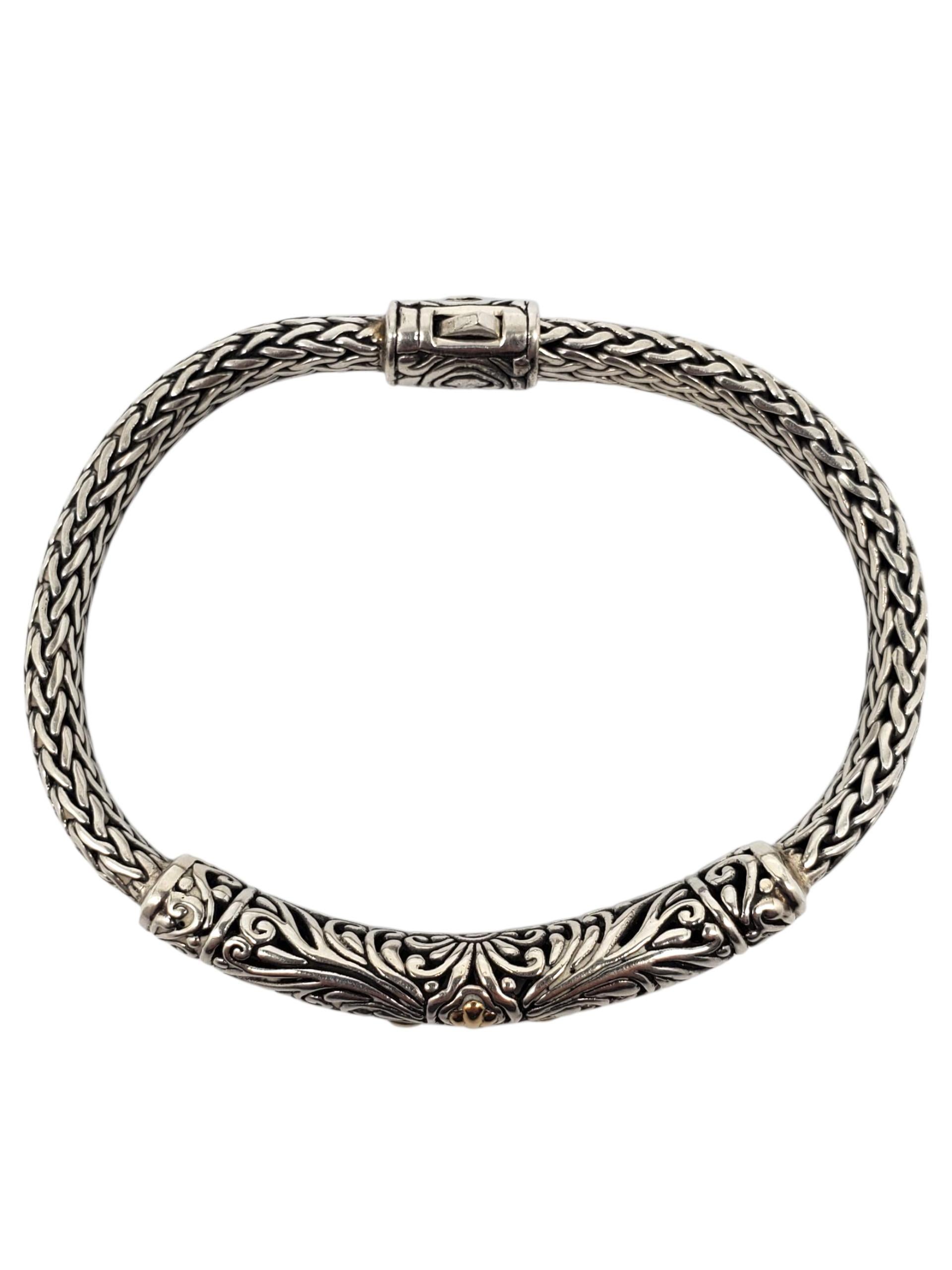 DS Bracciale a maglie in argento 925 e oro giallo 18KY intrecciate #23626 in vendita 2