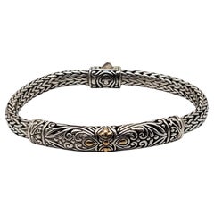 DS Sterling Silver and 18KYellow Gold Woven Wheat Link Bracelet #23626