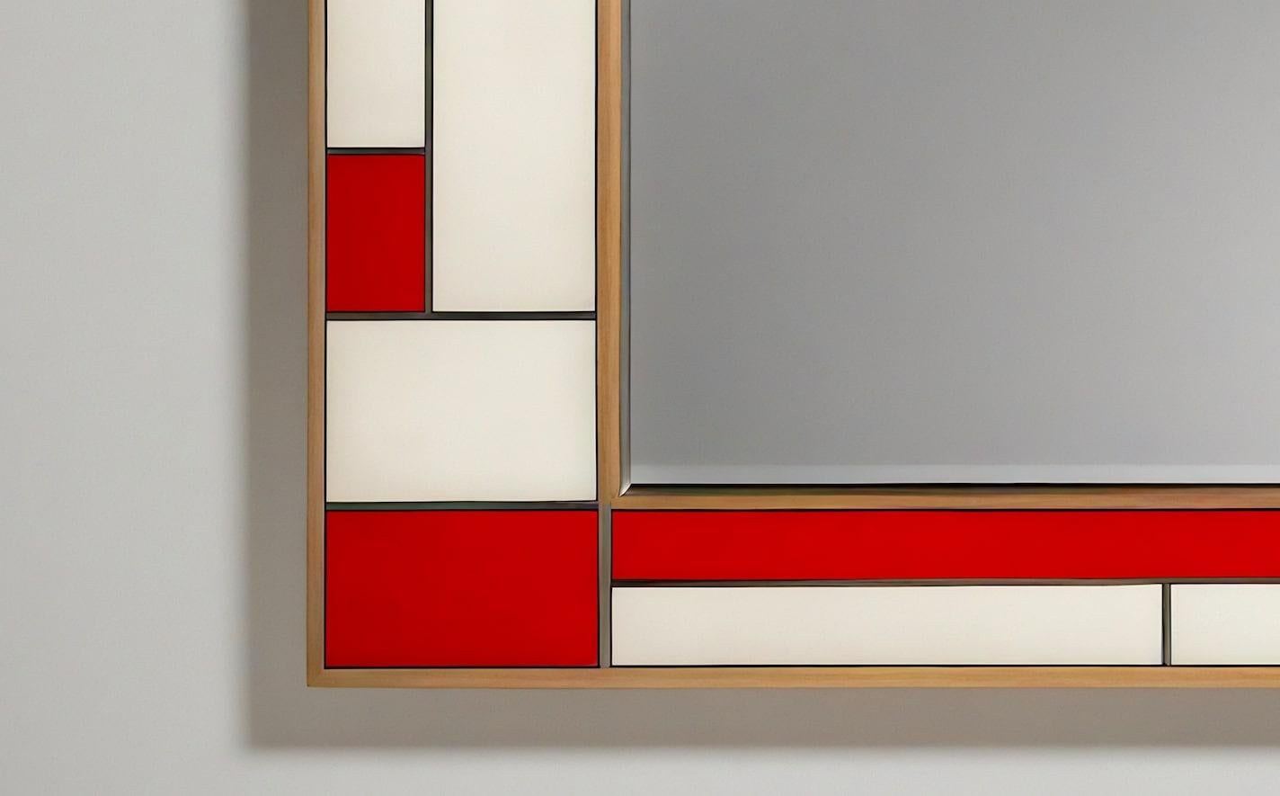 Indien Miroir mural inspiré par De Stijl, fabriqué à la main par Artisanal en vente