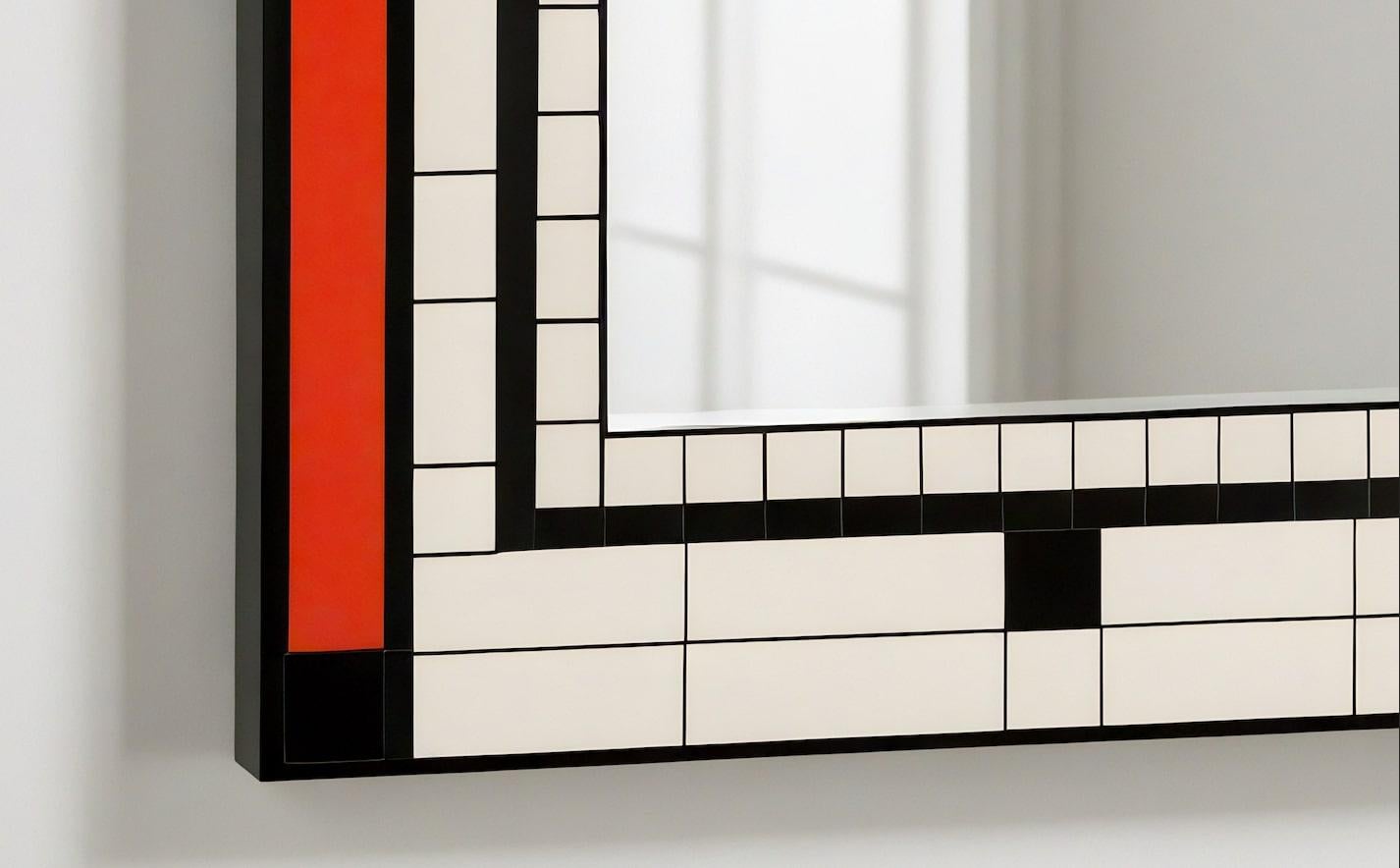 Indiano Specchio da parete DS ispirato a De Stijl, realizzato a mano da Artisanal in vendita