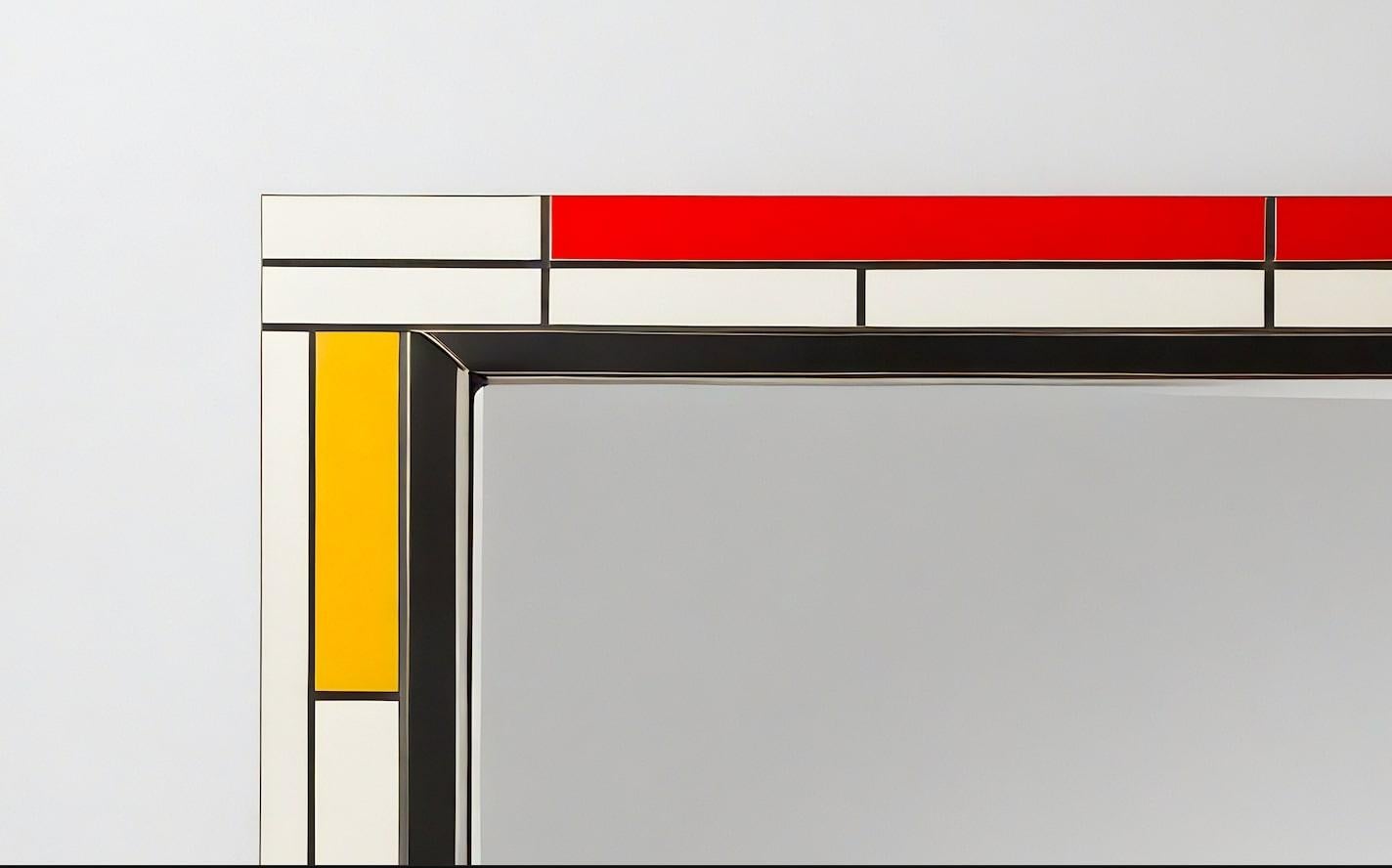 Espejo de Pared DS Inspirado en De Stijl, Hecho a Mano por Artesanos Indio en venta