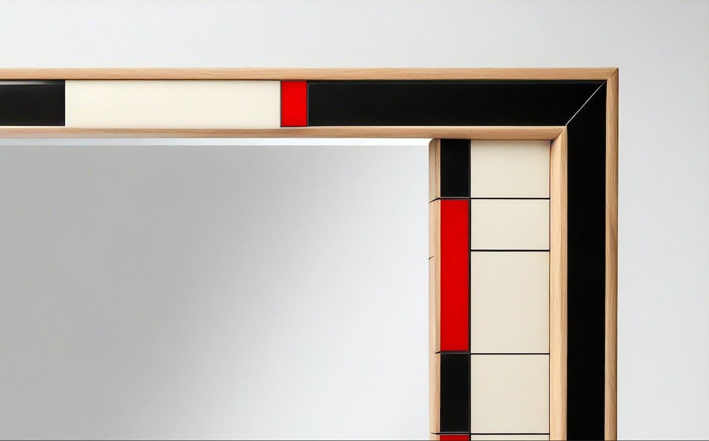 Inlay DS Wall Mirror Inspired by De Stijl, Handcrafted by Artisanal For Sale