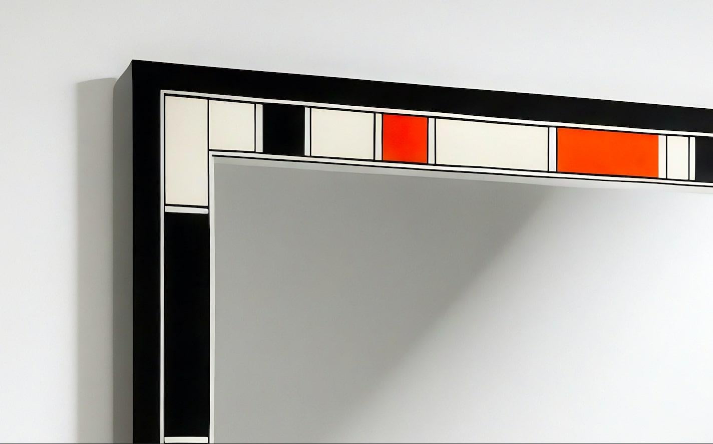 Incrusté Miroir mural inspiré par De Stijl, fabriqué à la main par Artisanal en vente
