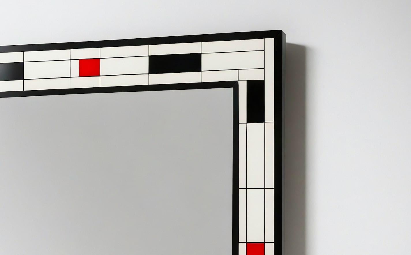 Incrusté Miroir mural inspiré par De Stijl, fabriqué à la main par Artisanal en vente