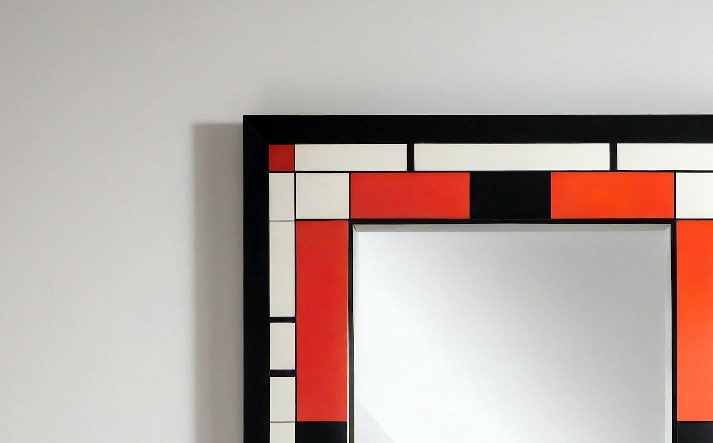 Incrusté Miroir mural inspiré par De Stijl, fabriqué à la main par Artisanal en vente