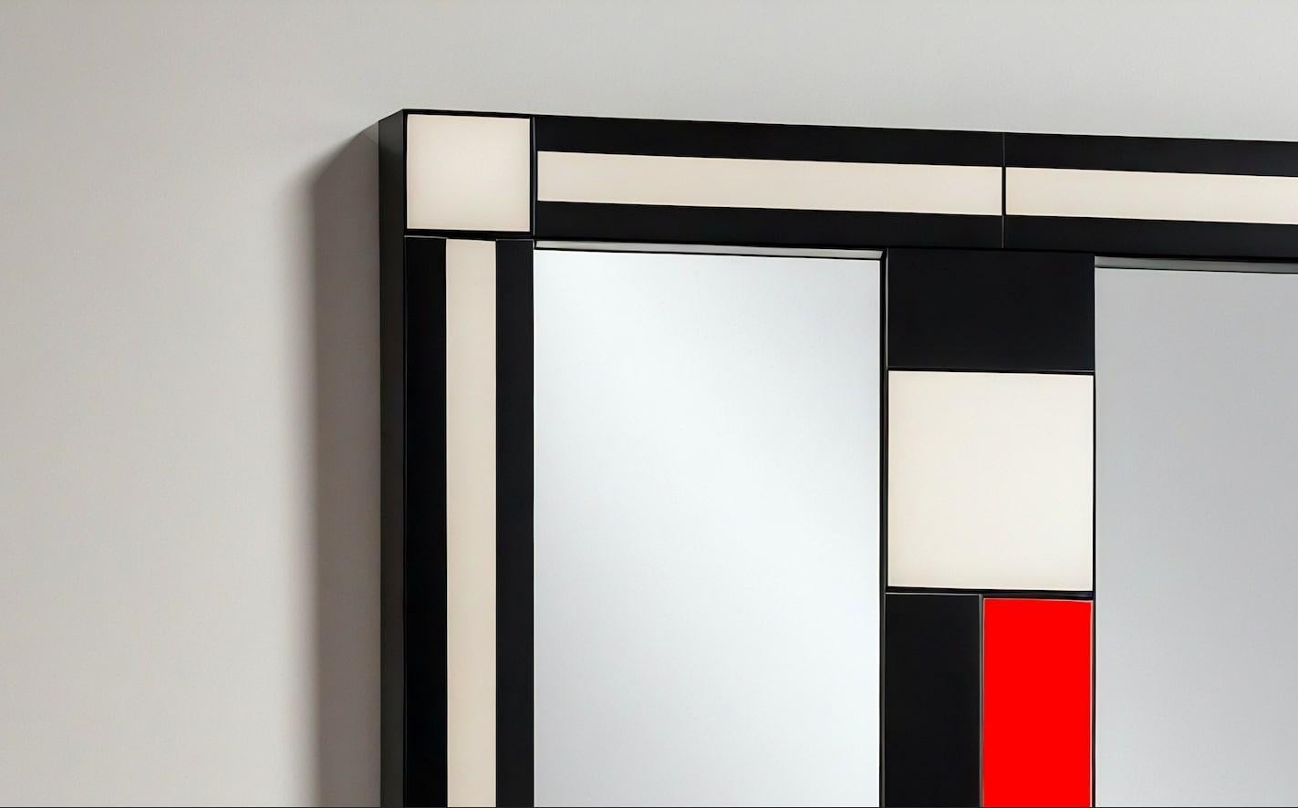 Incrusté Miroir mural inspiré par De Stijl, fabriqué à la main par Artisanal en vente