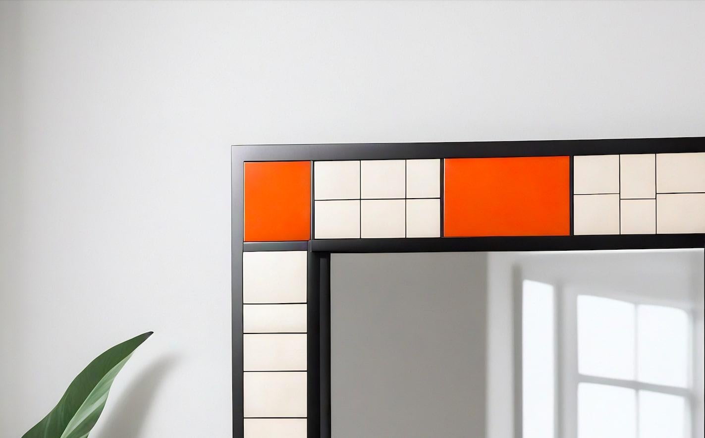 Incrusté Miroir mural inspiré par De Stijl, fabriqué à la main par Artisanal en vente