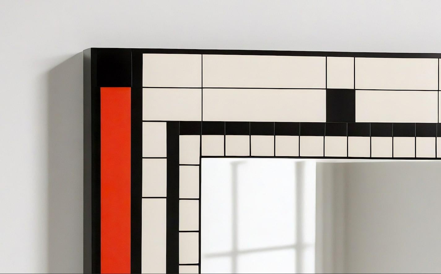 Intarsio Specchio da parete DS ispirato a De Stijl, realizzato a mano da Artisanal in vendita