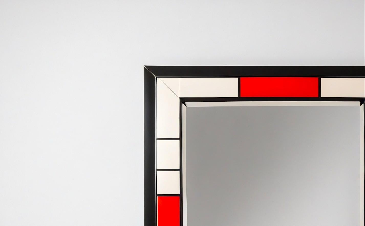 Incrusté Miroir mural inspiré par De Stijl, fabriqué à la main par Artisanal en vente