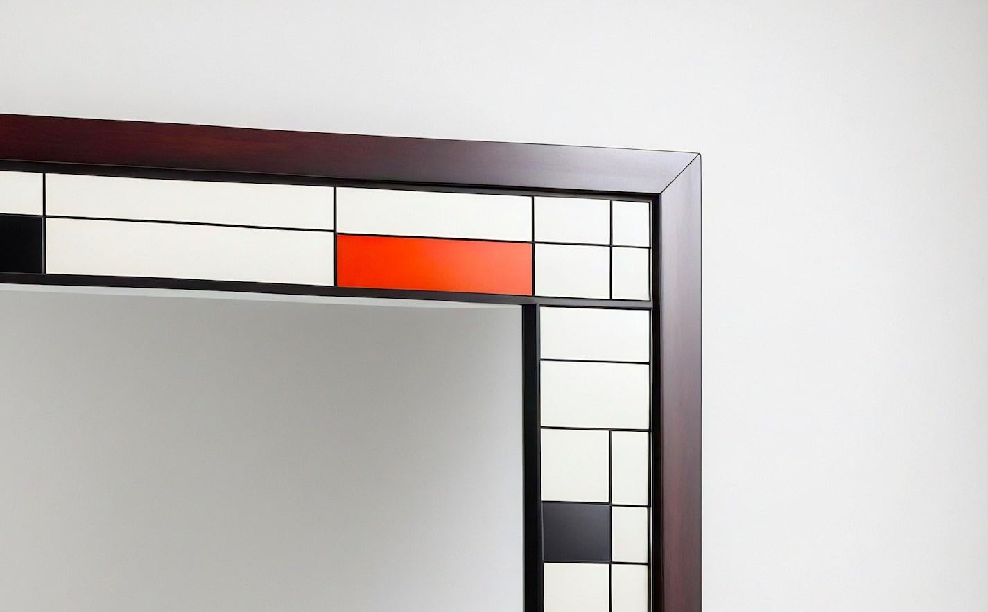 Incrusté Miroir mural inspiré par De Stijl, fabriqué à la main par Artisanal en vente