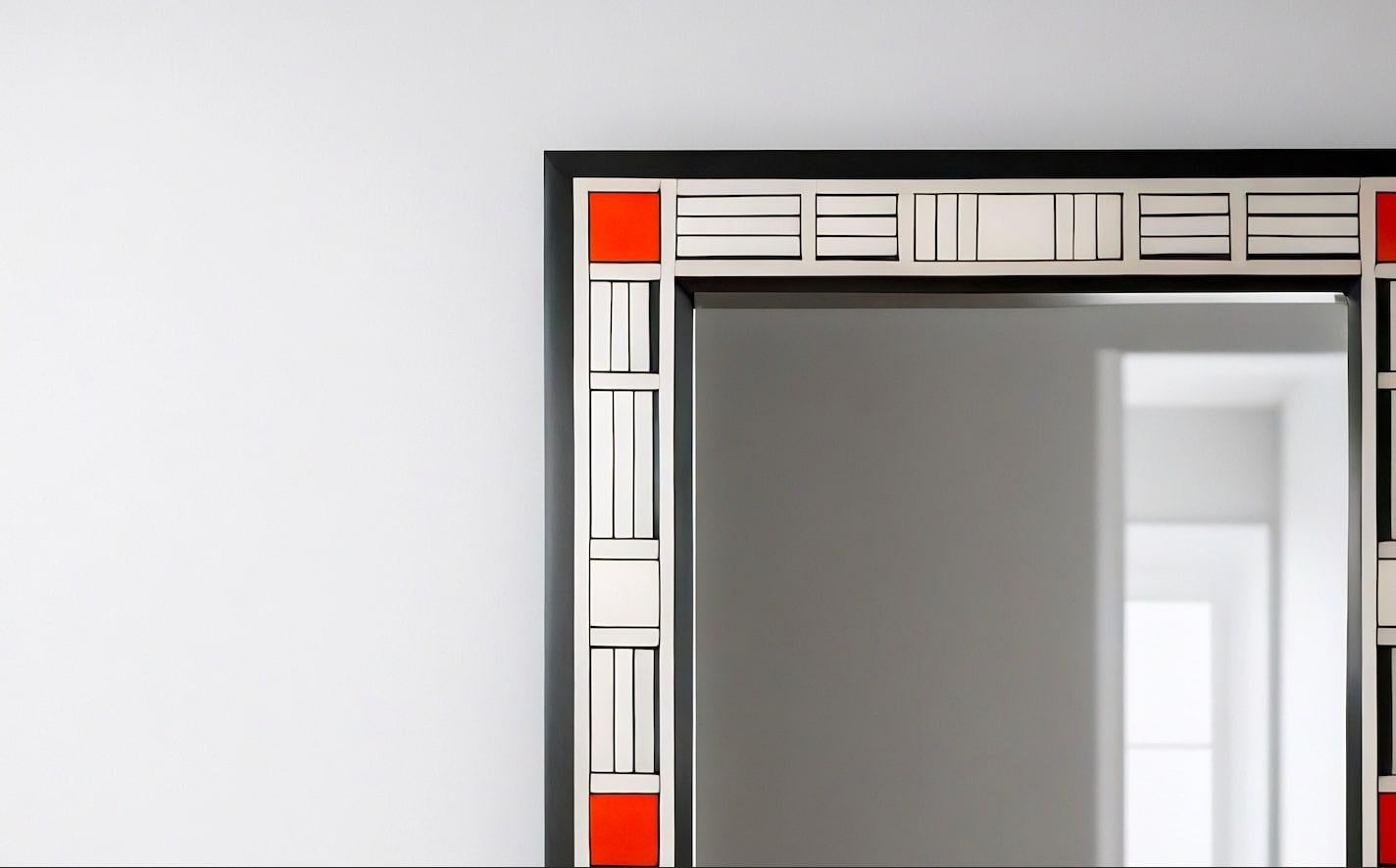 Incrusté Miroir mural inspiré par De Stijl, fabriqué à la main par Artisanal en vente