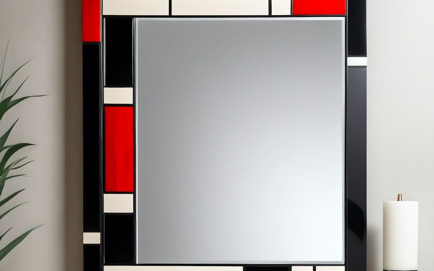 Miroir mural inspiré par De Stijl, fabriqué à la main par Artisanal Neuf - En vente à New York, NY