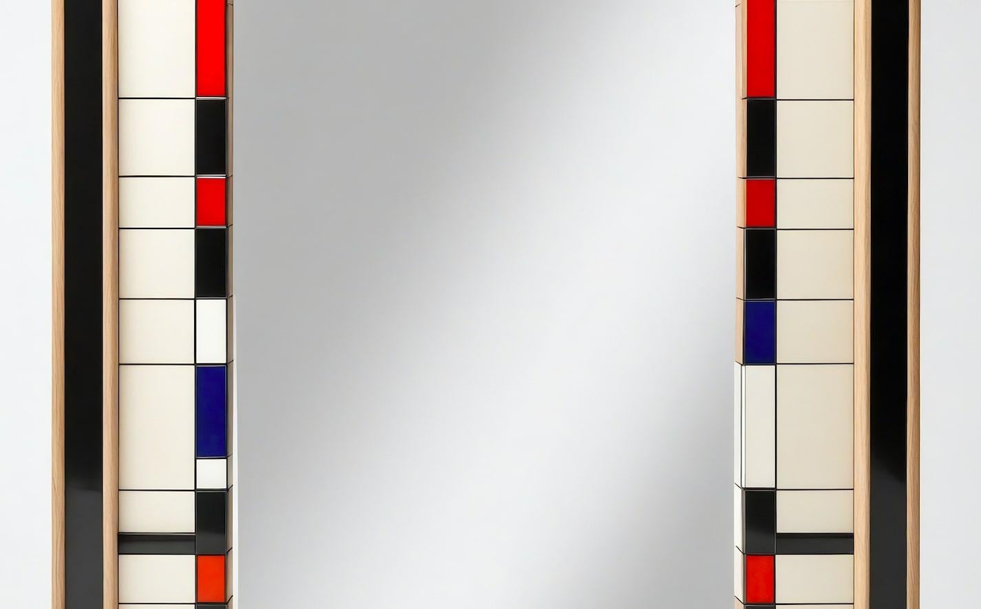 DS Wall Mirror Inspired by De Stijl, Handcrafted by Artisanal In New Condition For Sale In New York, NY